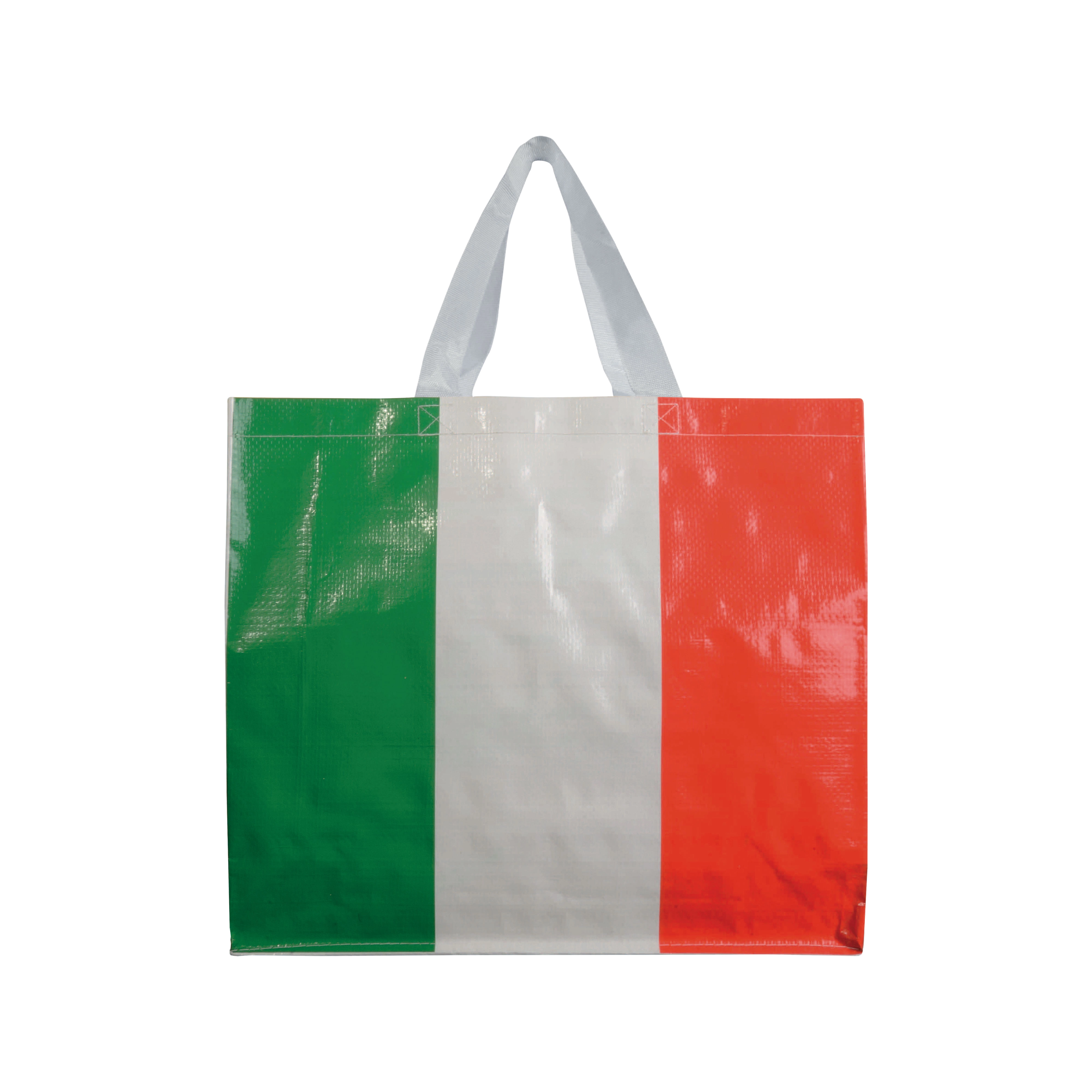 Immagine Shopper con soffietto in PP laminato 120 g/m2, manici lunghi a nastro