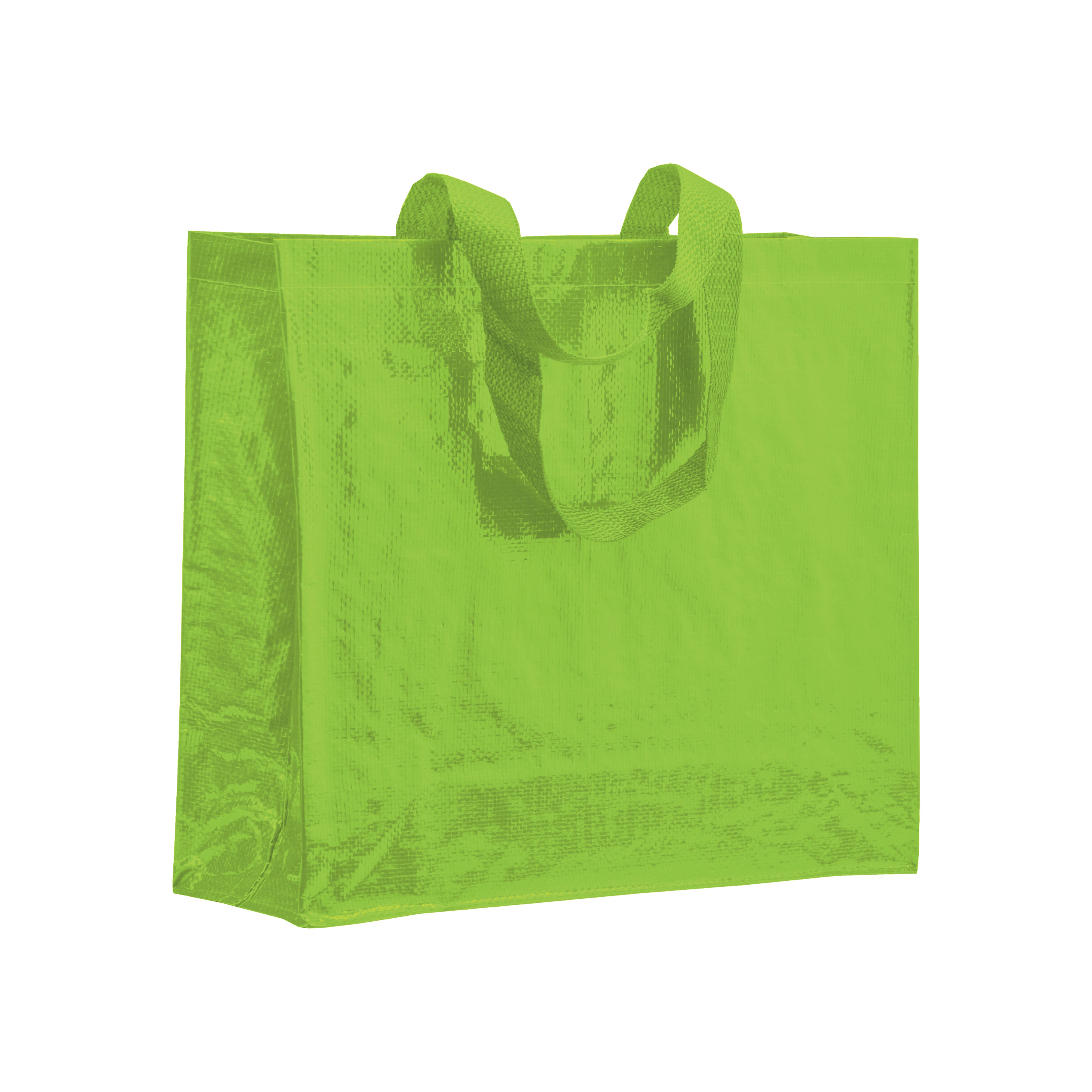 Immagine Shopper con soffietto in PP laminato 120 g/m2, manici lunghi a nastro