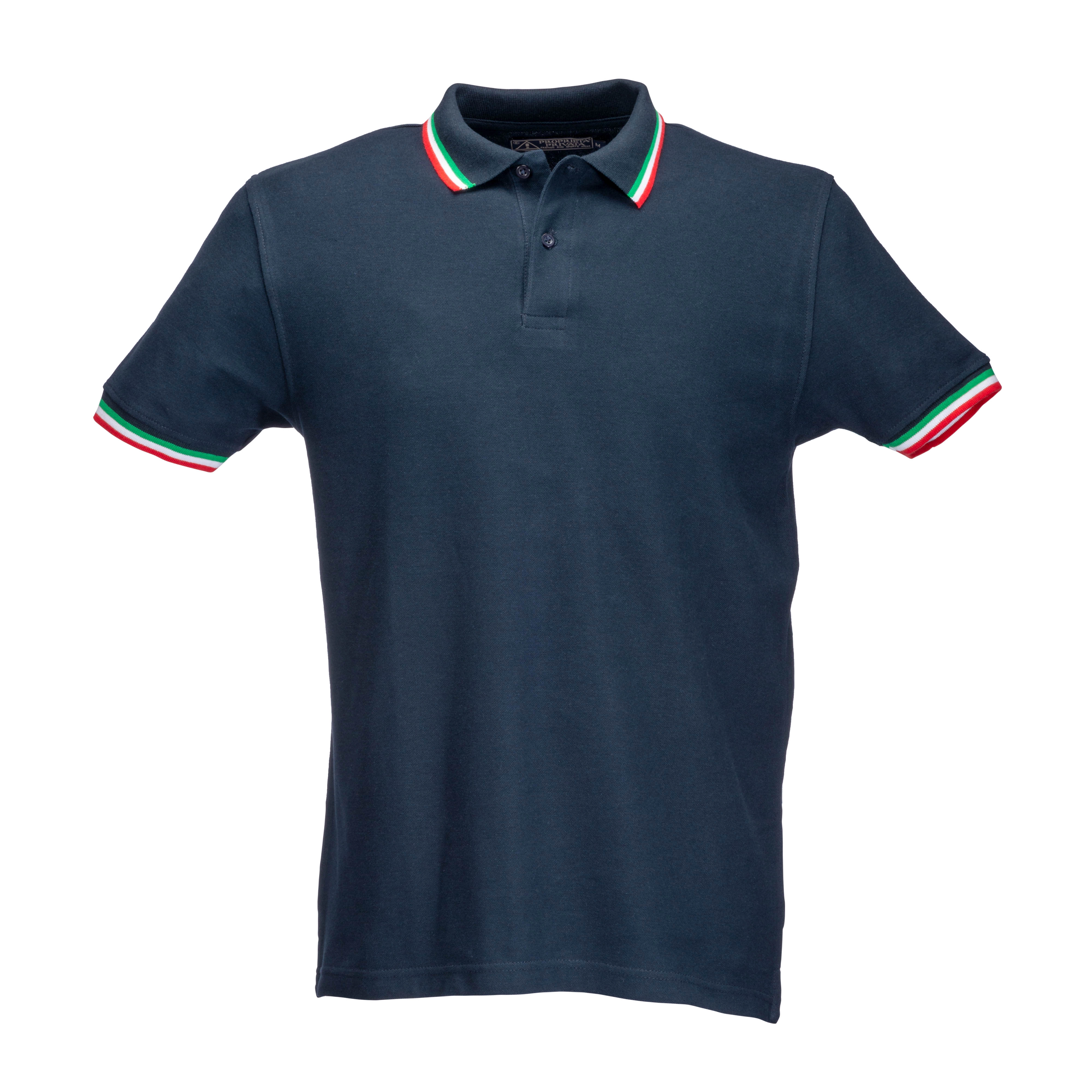 Immagine Polo piqué di cotone 100% 180 g/m2, manica corta, bordi in tricolore