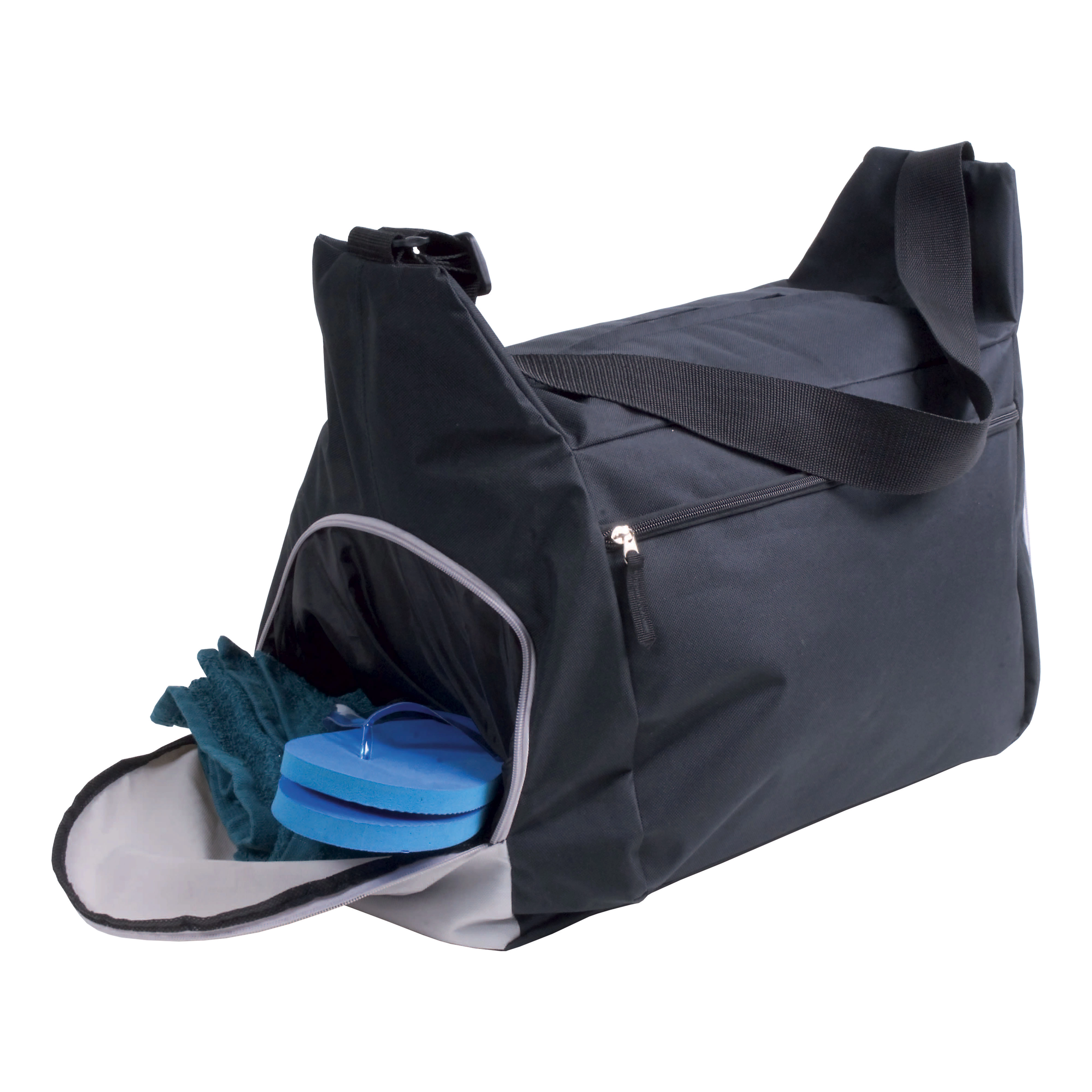 Immagine Borsone sport/viaggio in poliestere 600D con tracolla regolabile, 2 scomparti