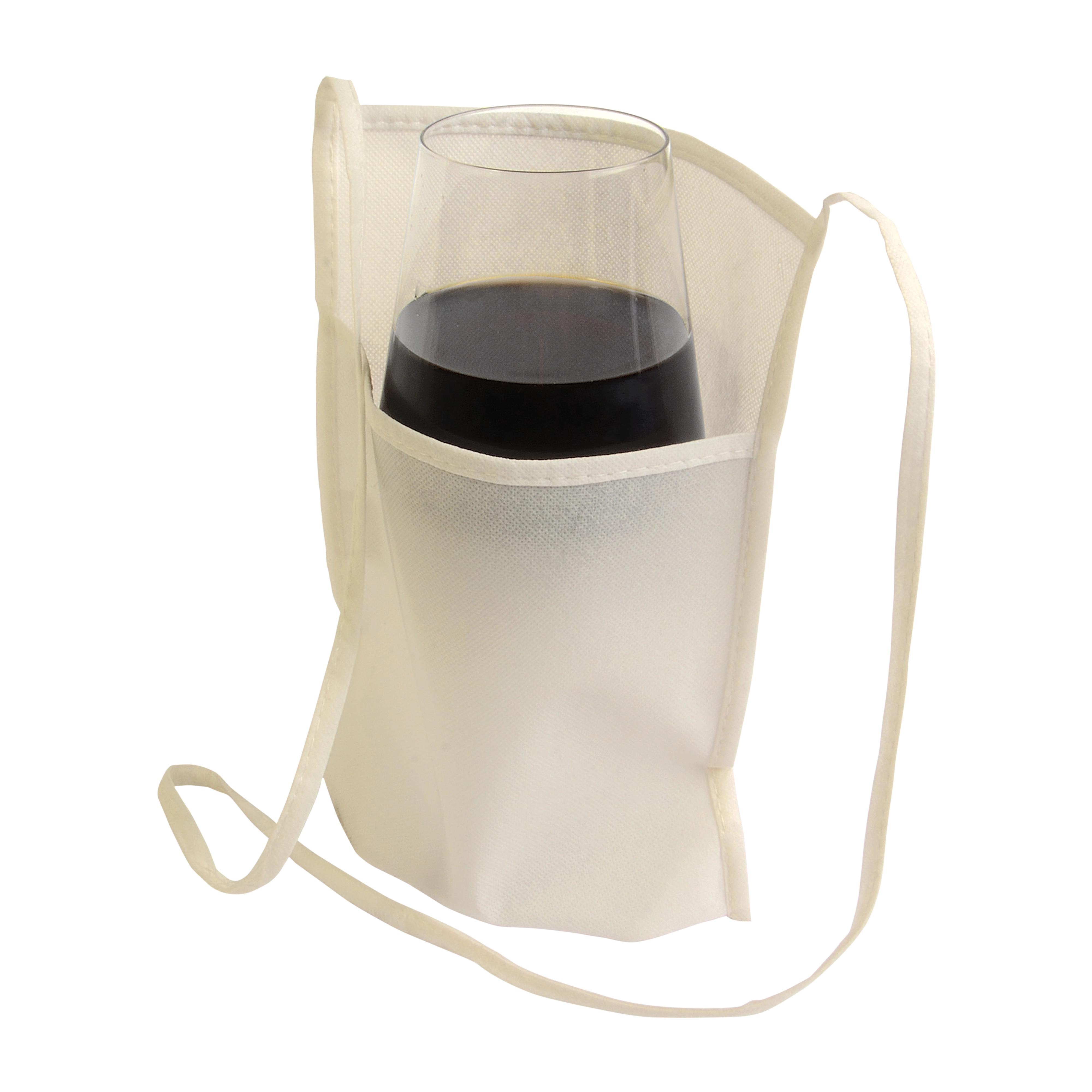 Immagine Portabicchiere da degustazione da collo in TNT con tracolla 90 cm