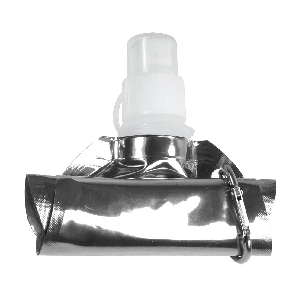 Immagine Borraccia in PE/PET BPA free ripiegabile (480ml), con moschettone