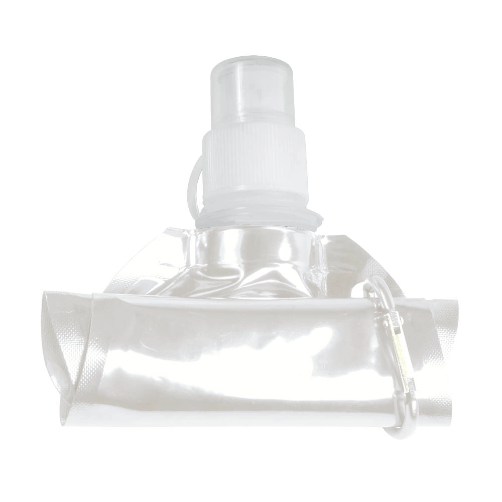 Immagine Borraccia in PE/PET BPA free ripiegabile (480ml), con moschettone