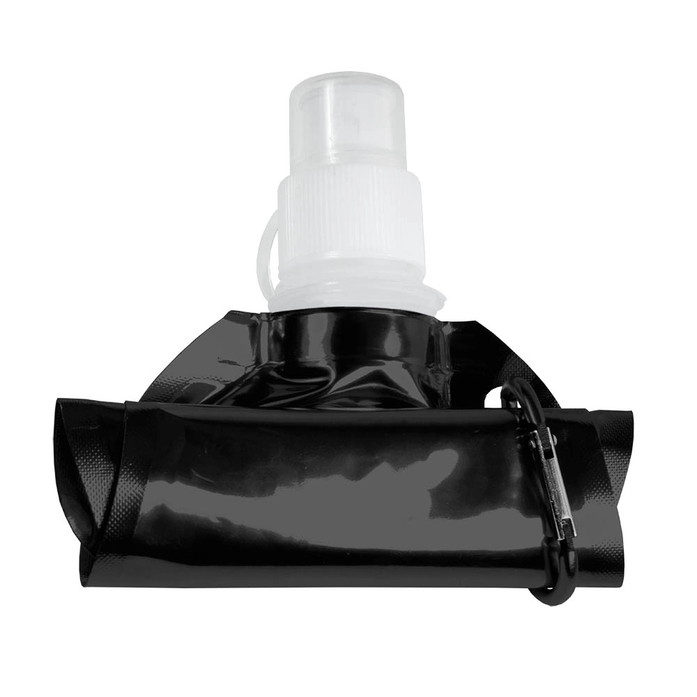 Immagine Borraccia in PE/PET BPA free ripiegabile (480ml), con moschettone