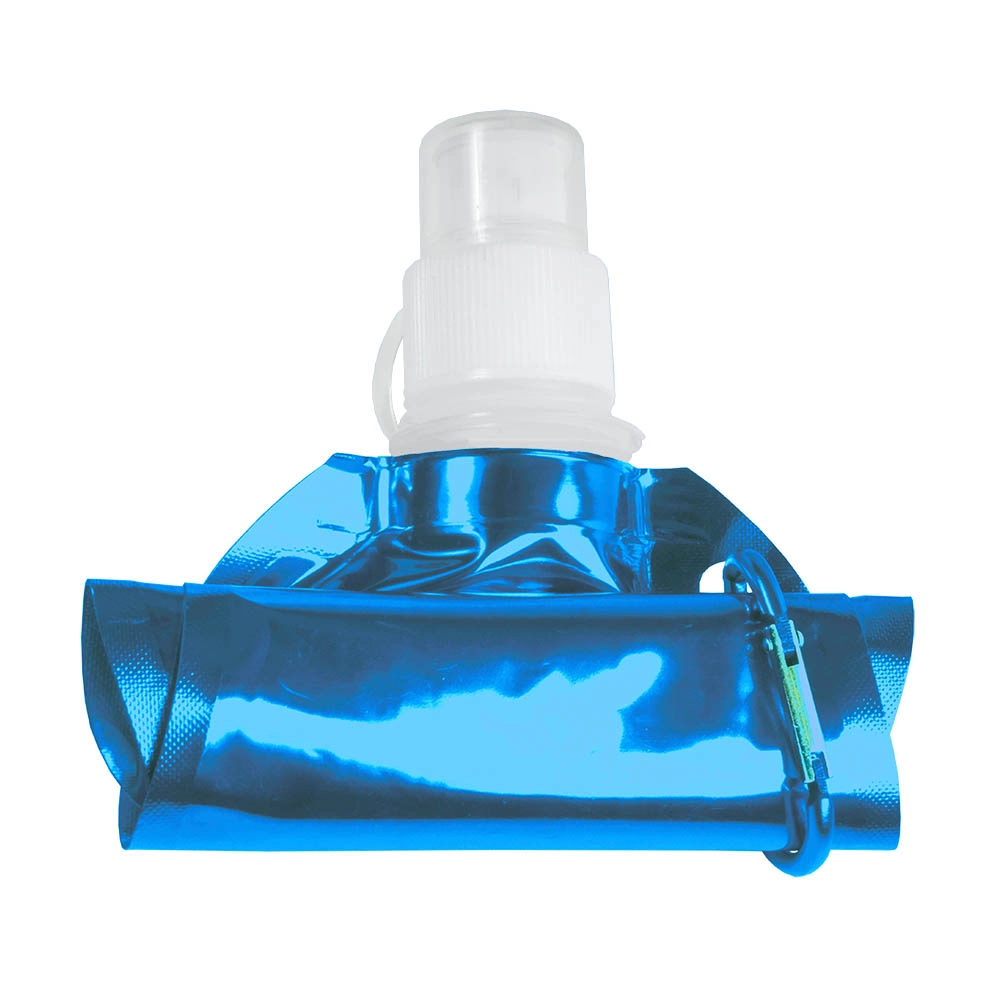 Immagine Borraccia in PE/PET BPA free ripiegabile (480ml), con moschettone