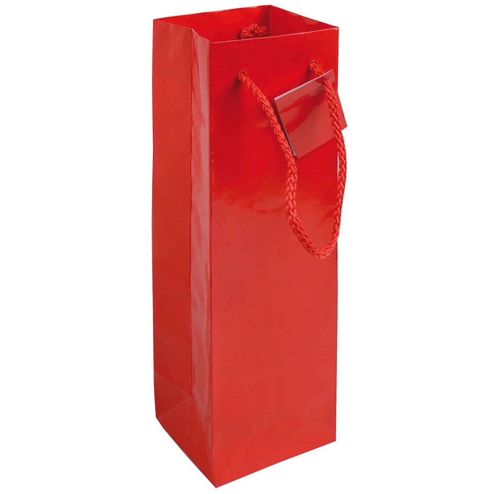 Immagine Shopper con soffietto porta bottiglia in carta laminata 157 g/m2 con rinforzo alla base