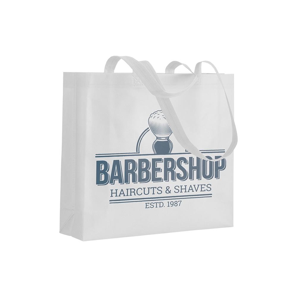 Immagine Shopper con soffietto in TNT 80 g/m2 termosaldato, manici lunghi