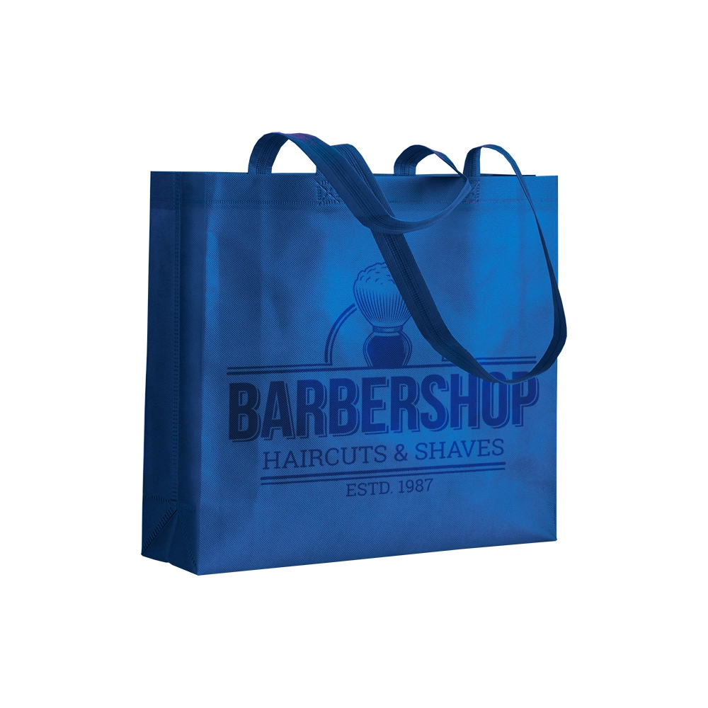 Immagine Shopper con soffietto in TNT 80 g/m2 termosaldato, manici lunghi