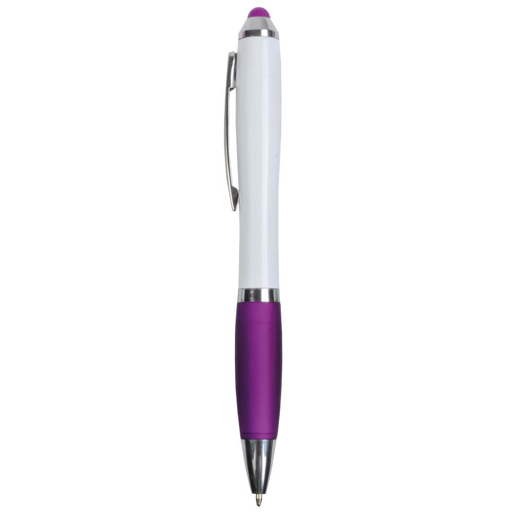 Immagine Penna twist in plastica con fusto bianco, impugnatura gommata colorata in tinta