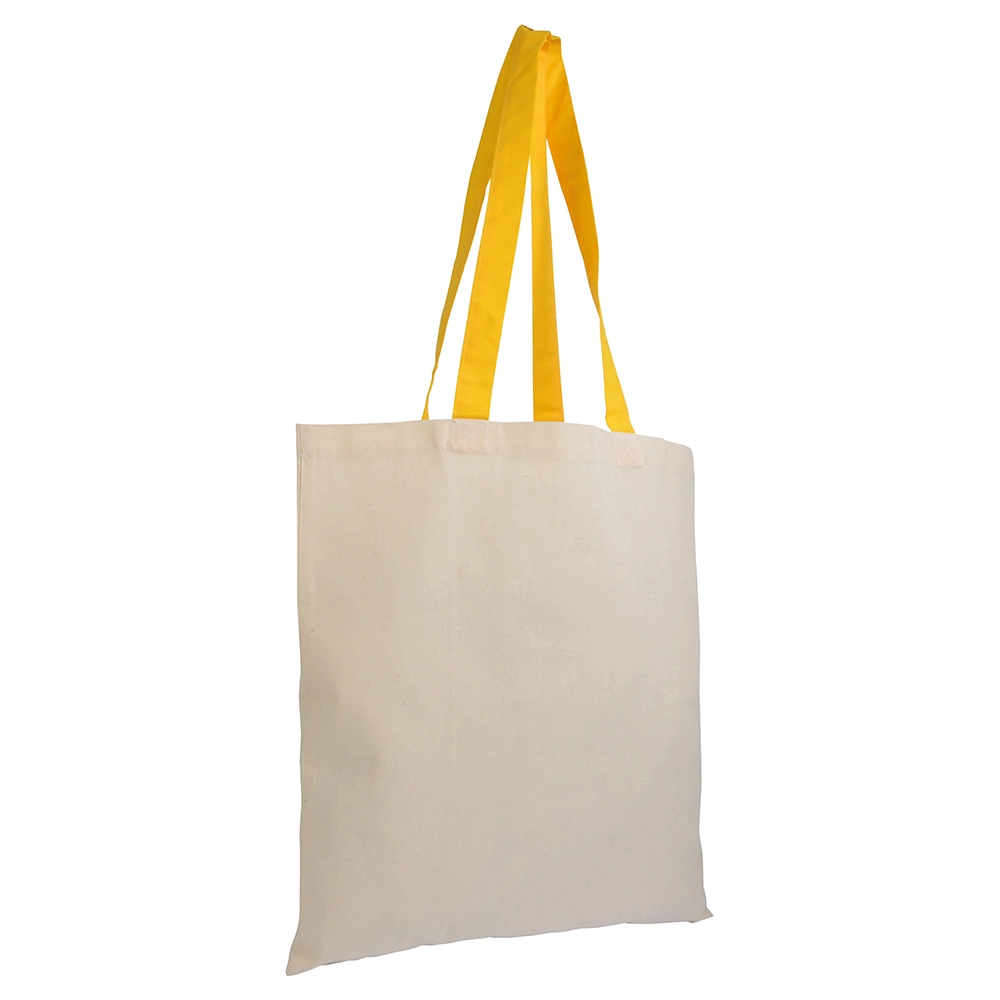 Immagine Shopper in cotone naturale 135 g/m2, manici lunghi colorati