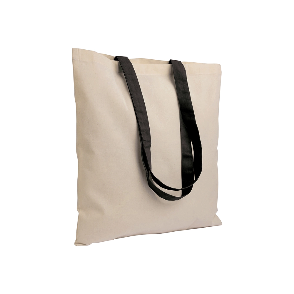 Immagine Shopper in cotone naturale 135 g/m2, manici lunghi colorati