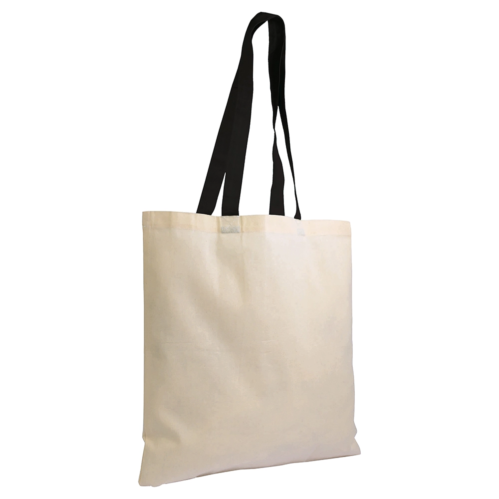 Immagine Shopper in cotone naturale 135 g/m2, manici lunghi colorati