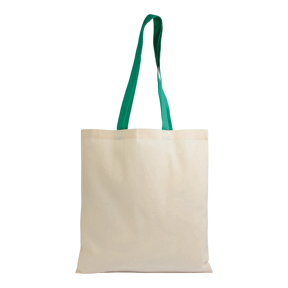 Immagine Shopper in cotone naturale 135 g/m2, manici lunghi colorati