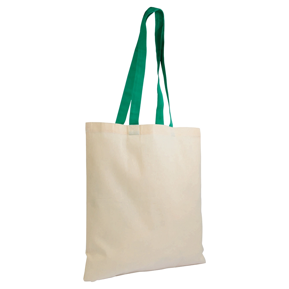 Immagine Shopper in cotone naturale 135 g/m2, manici lunghi colorati