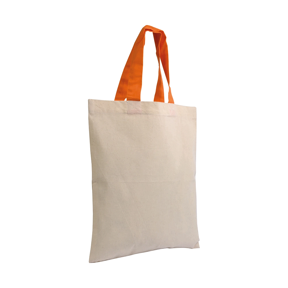 Immagine Shopper mini in cotone naturale 135 g/m2, manici corti colorati