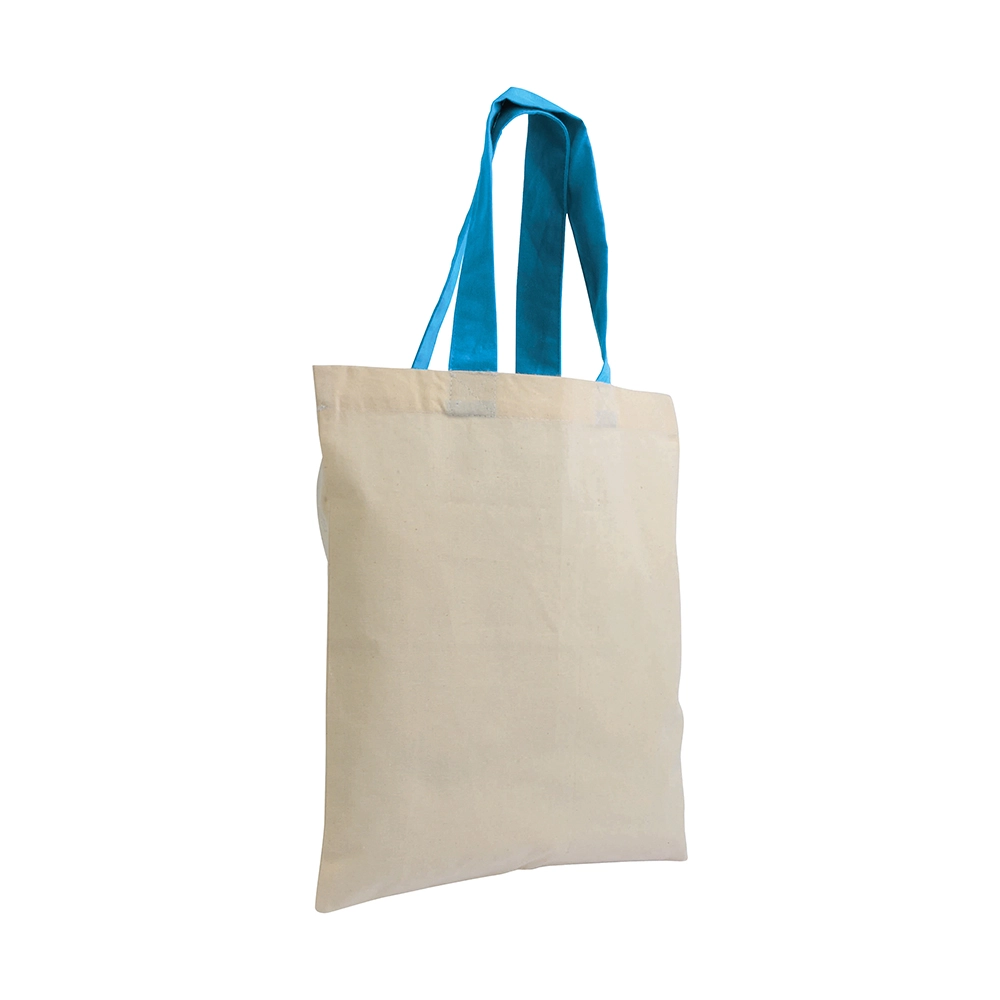 Immagine Shopper mini in cotone naturale 135 g/m2, manici corti colorati