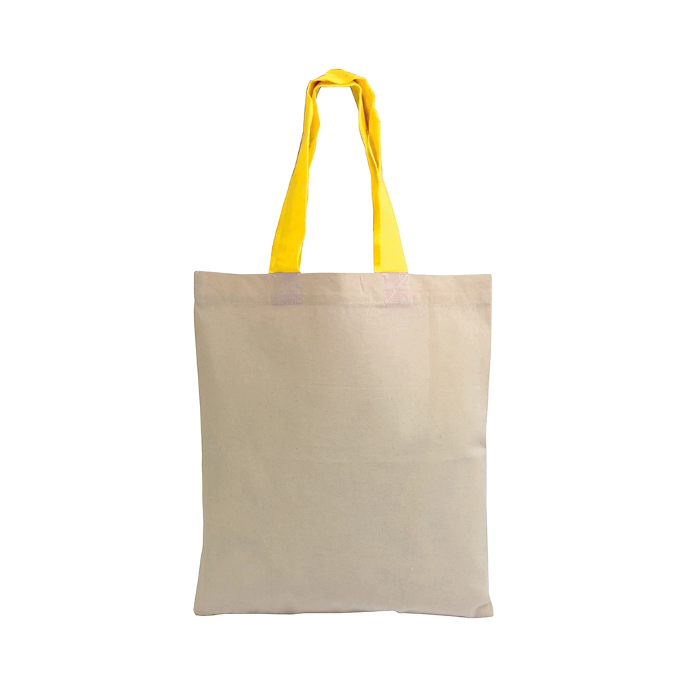 Immagine Shopper mini in cotone naturale 135 g/m2, manici corti colorati