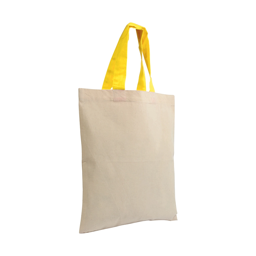 Immagine Shopper mini in cotone naturale 135 g/m2, manici corti colorati