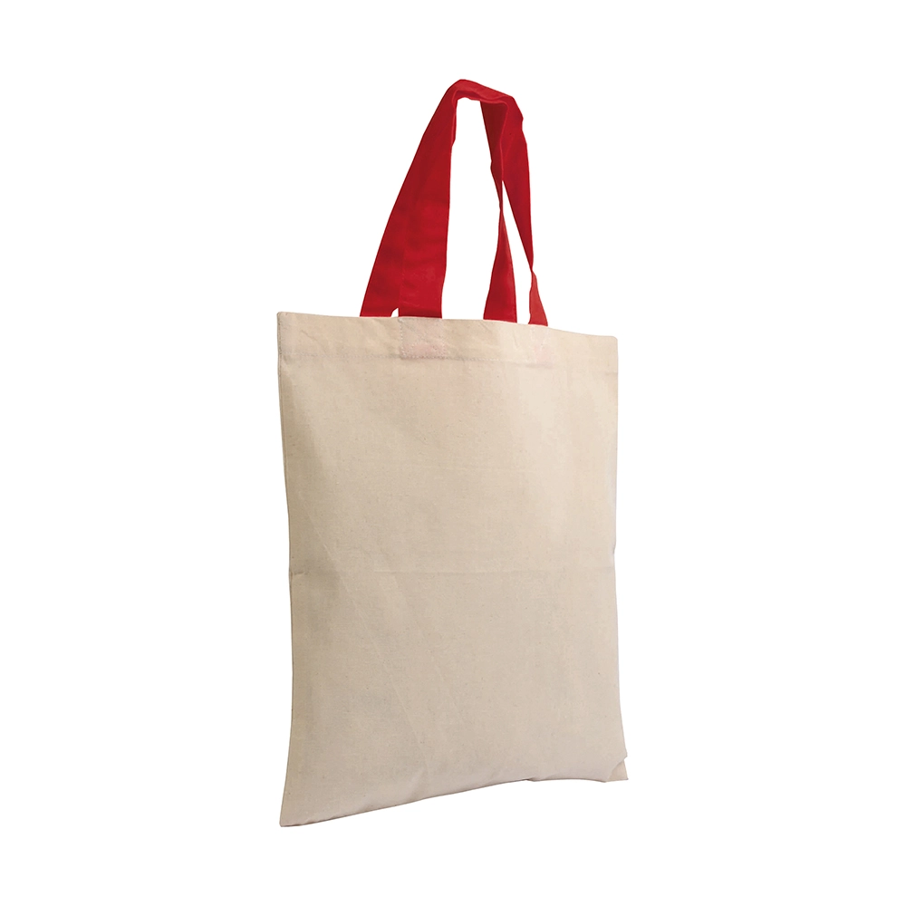 Immagine Shopper mini in cotone naturale 135 g/m2, manici corti colorati