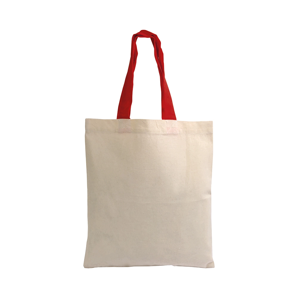 Immagine Shopper mini in cotone naturale 135 g/m2, manici corti colorati