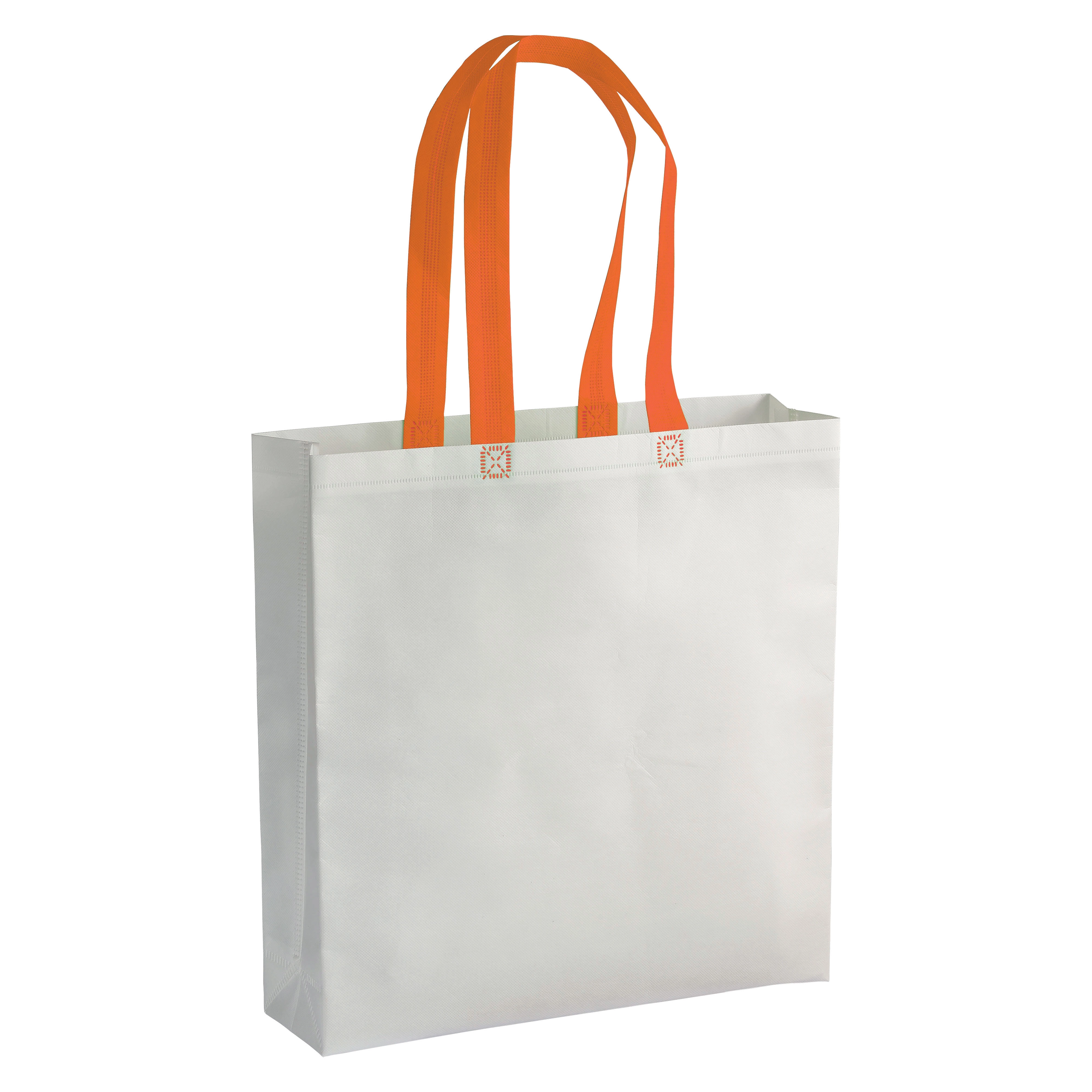 Immagine Shopper con soffietto in TNT laminato 100 g/m2 termosaldato, manici lunghi