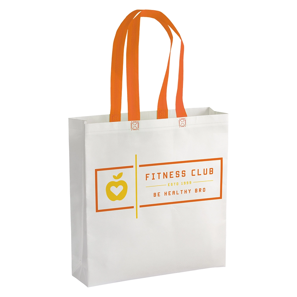 Immagine Shopper con soffietto in TNT laminato 100 g/m2 termosaldato, manici lunghi