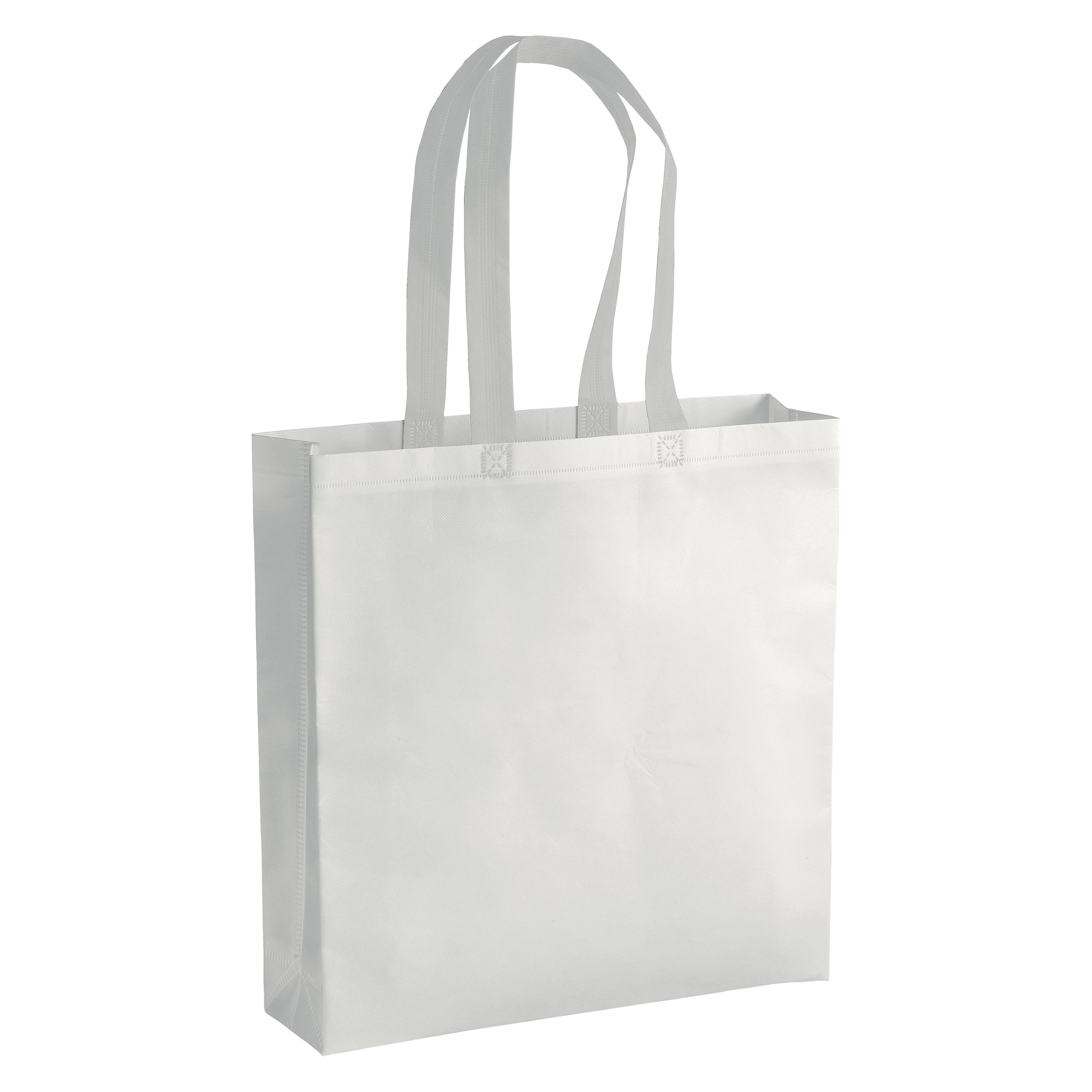 Immagine Shopper con soffietto in TNT laminato 100 g/m2 termosaldato, manici lunghi