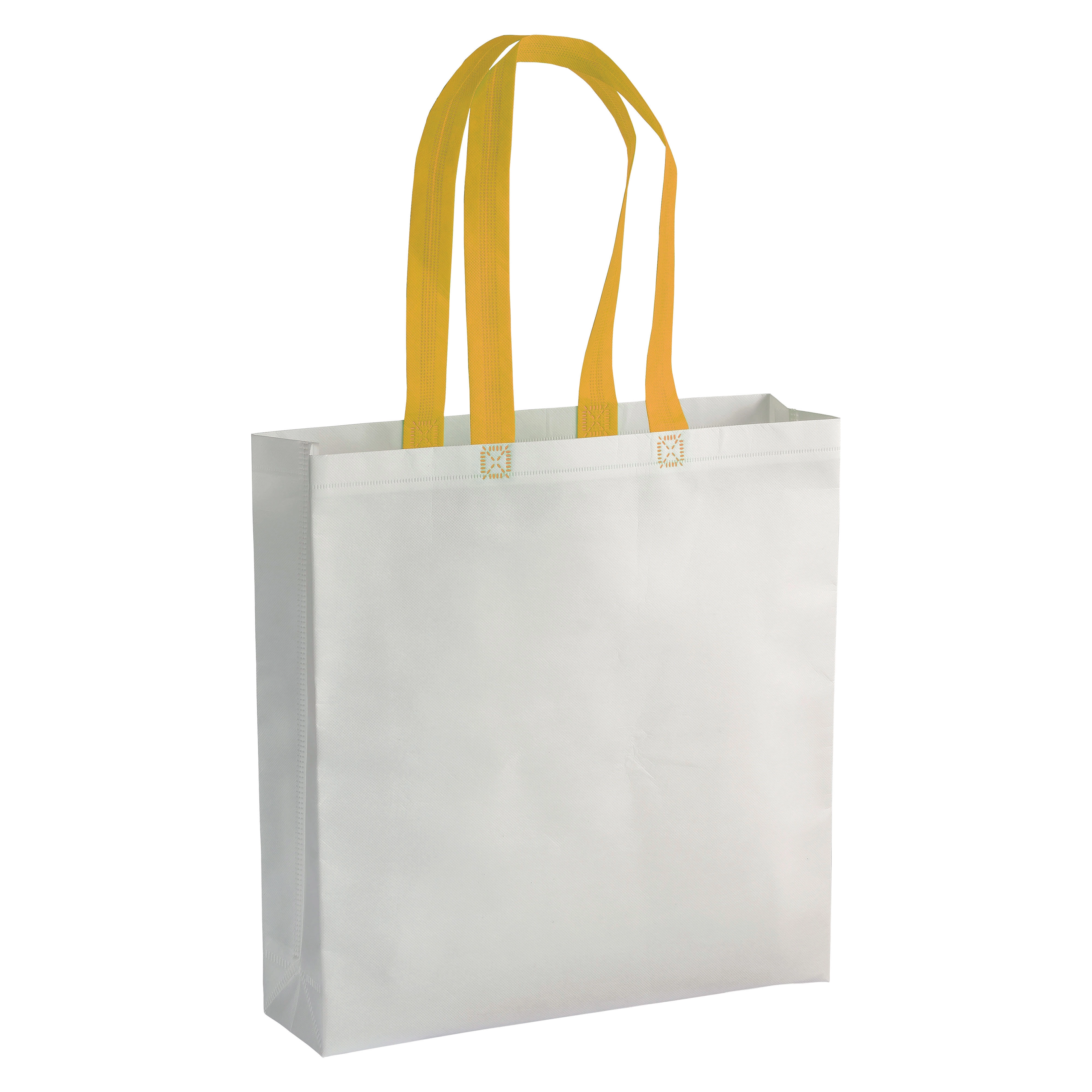 Immagine Shopper con soffietto in TNT laminato 100 g/m2 termosaldato, manici lunghi