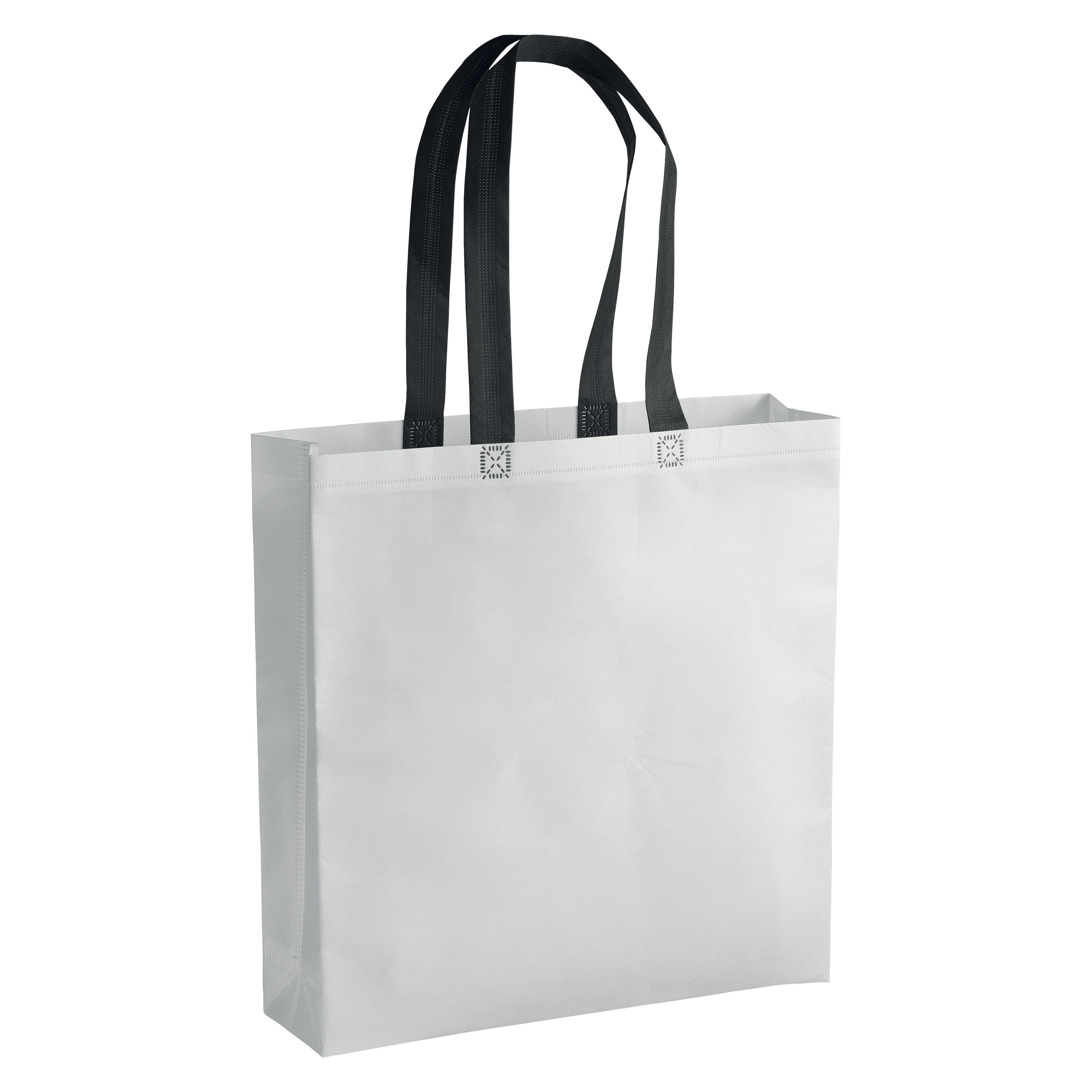 Immagine Shopper con soffietto in TNT laminato 100 g/m2 termosaldato, manici lunghi