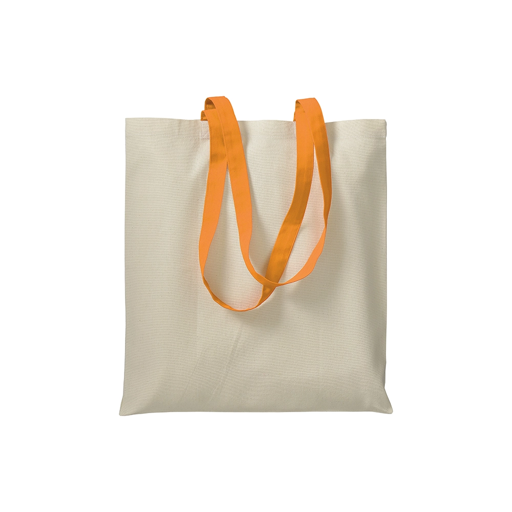 Immagine Shopper in cotone naturale 220 g/m2, manici lunghi colorati