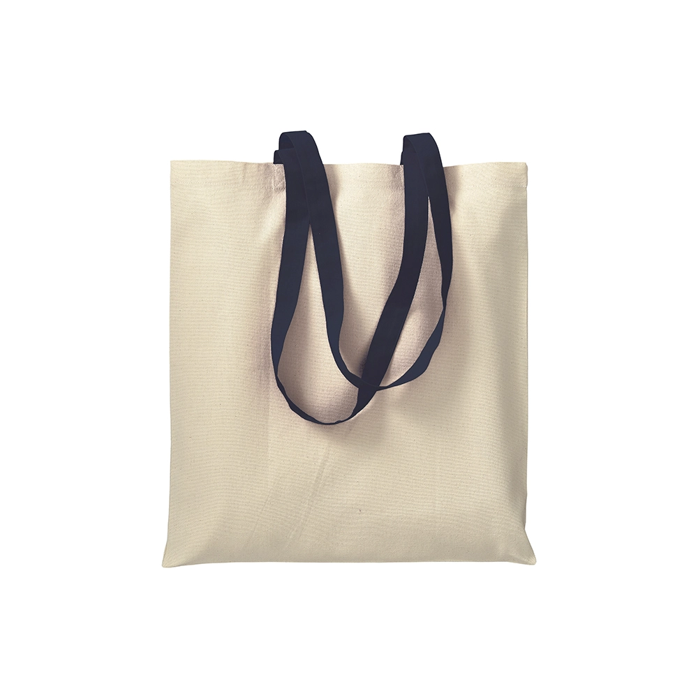 Immagine Shopper in cotone naturale 220 g/m2, manici lunghi colorati