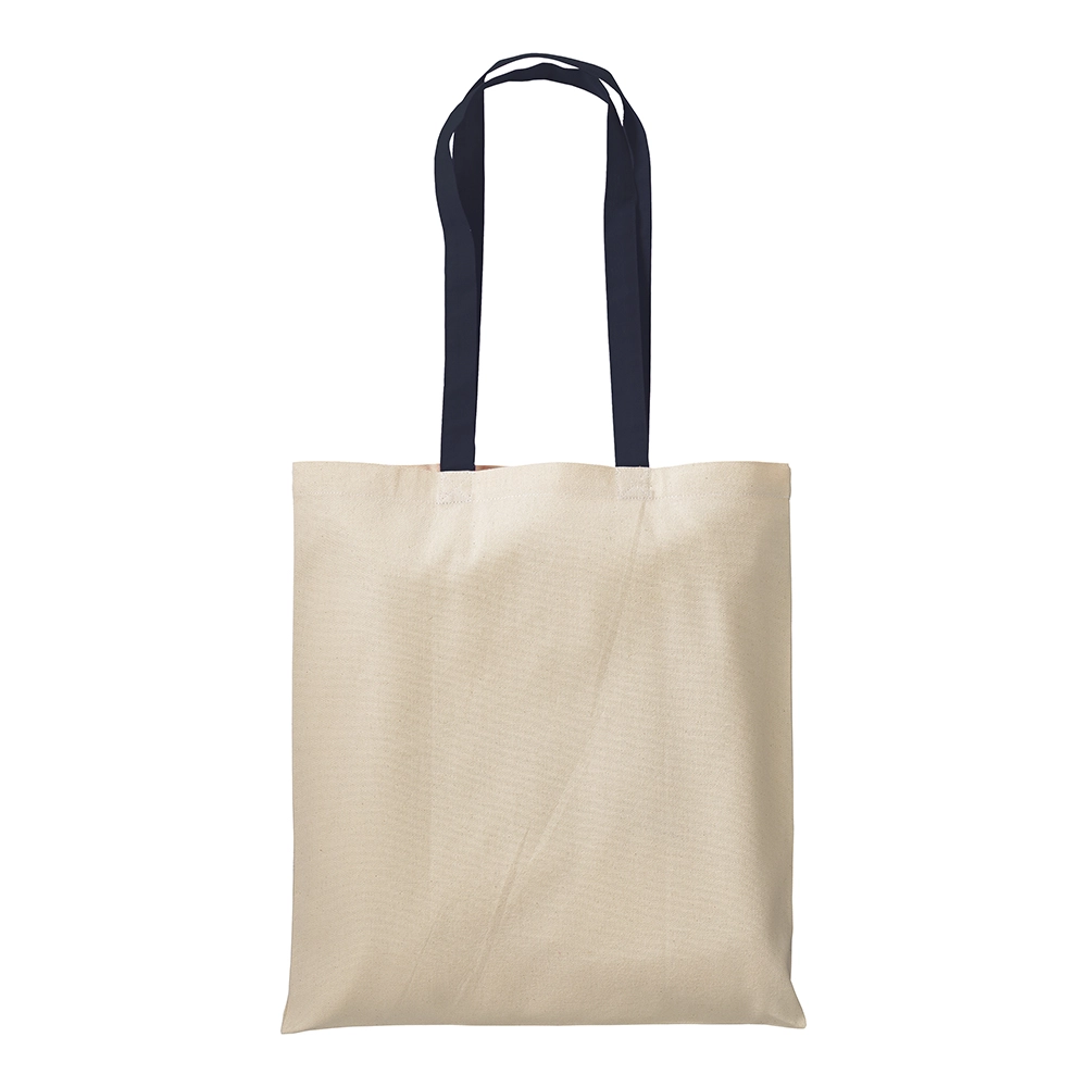 Immagine Shopper in cotone naturale 220 g/m2, manici lunghi colorati