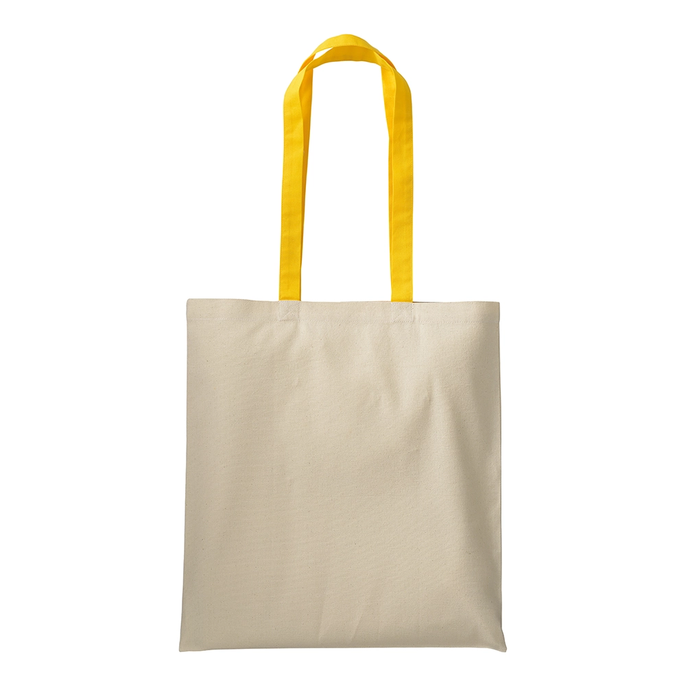 Immagine Shopper in cotone naturale 220 g/m2, manici lunghi colorati