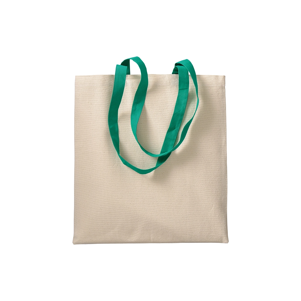 Immagine Shopper in cotone naturale 220 g/m2, manici lunghi colorati