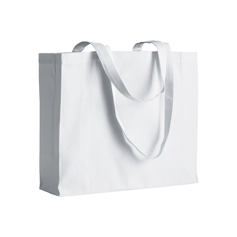 Immagine Shopper con soffietto in cotone 200 g/m2, manici lunghi