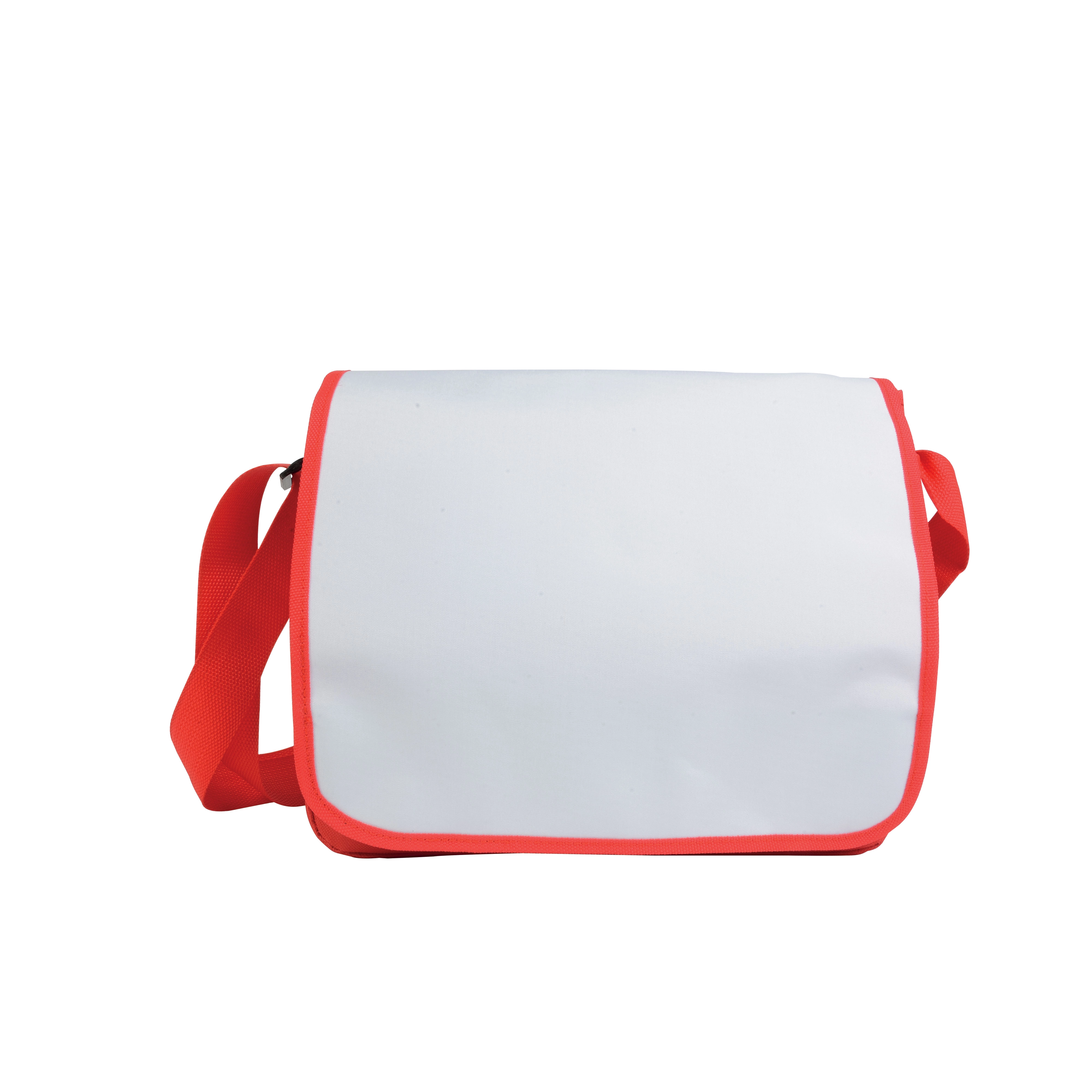 Immagine Cartella in poliestere 600D con tracolla regolabile e patta bianca