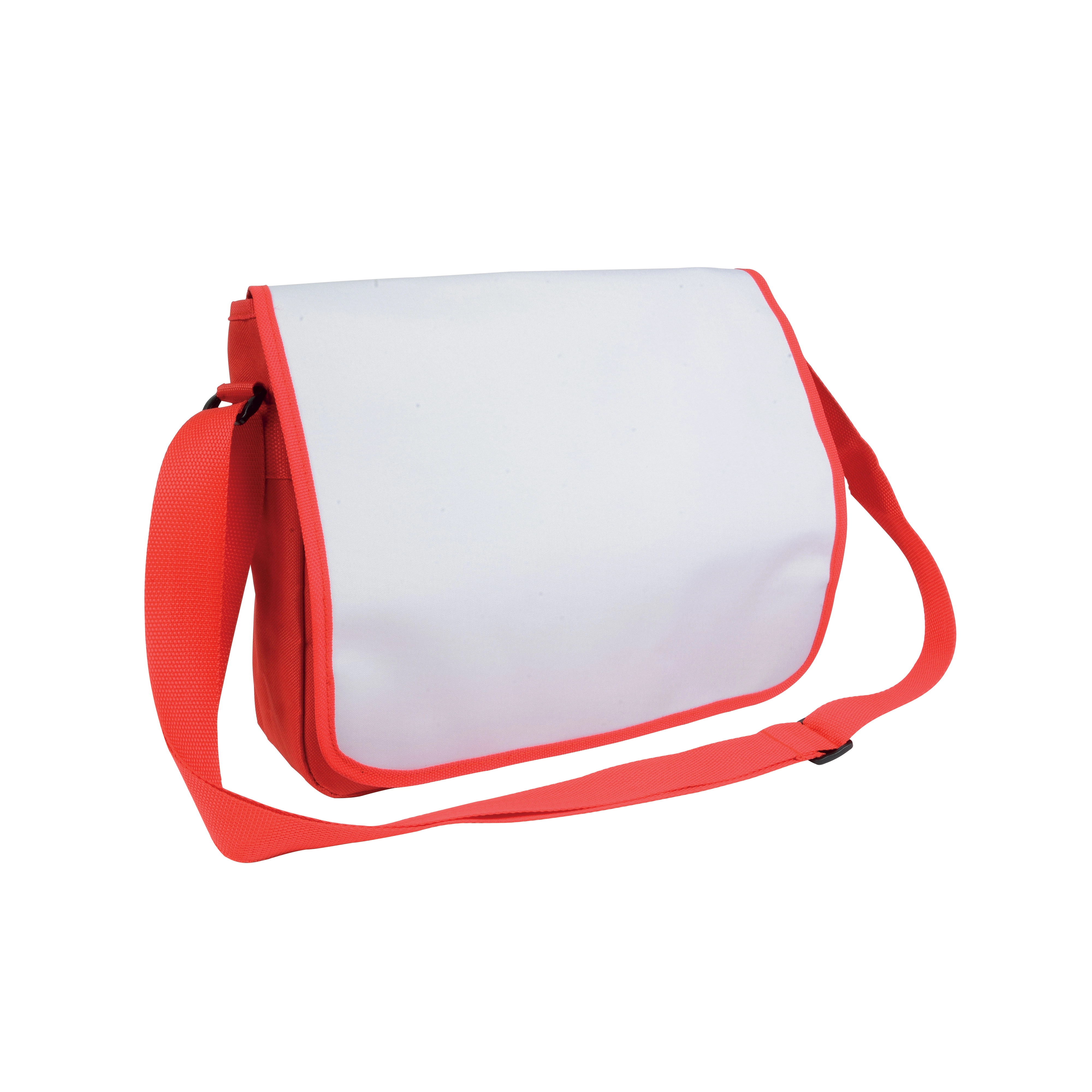 Immagine Cartella in poliestere 600D con tracolla regolabile e patta bianca