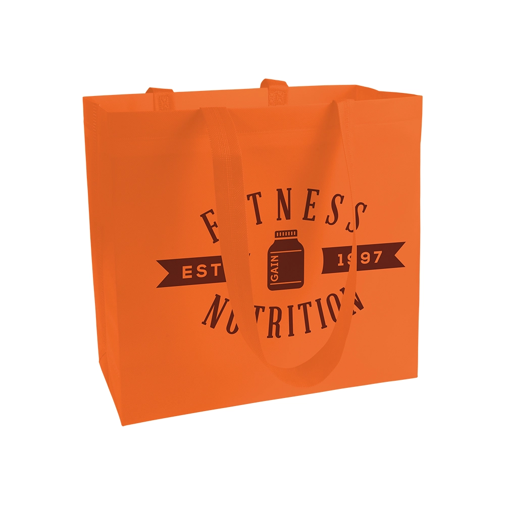 Immagine Shopper in TNT laminato, manici lunghi e soffietto