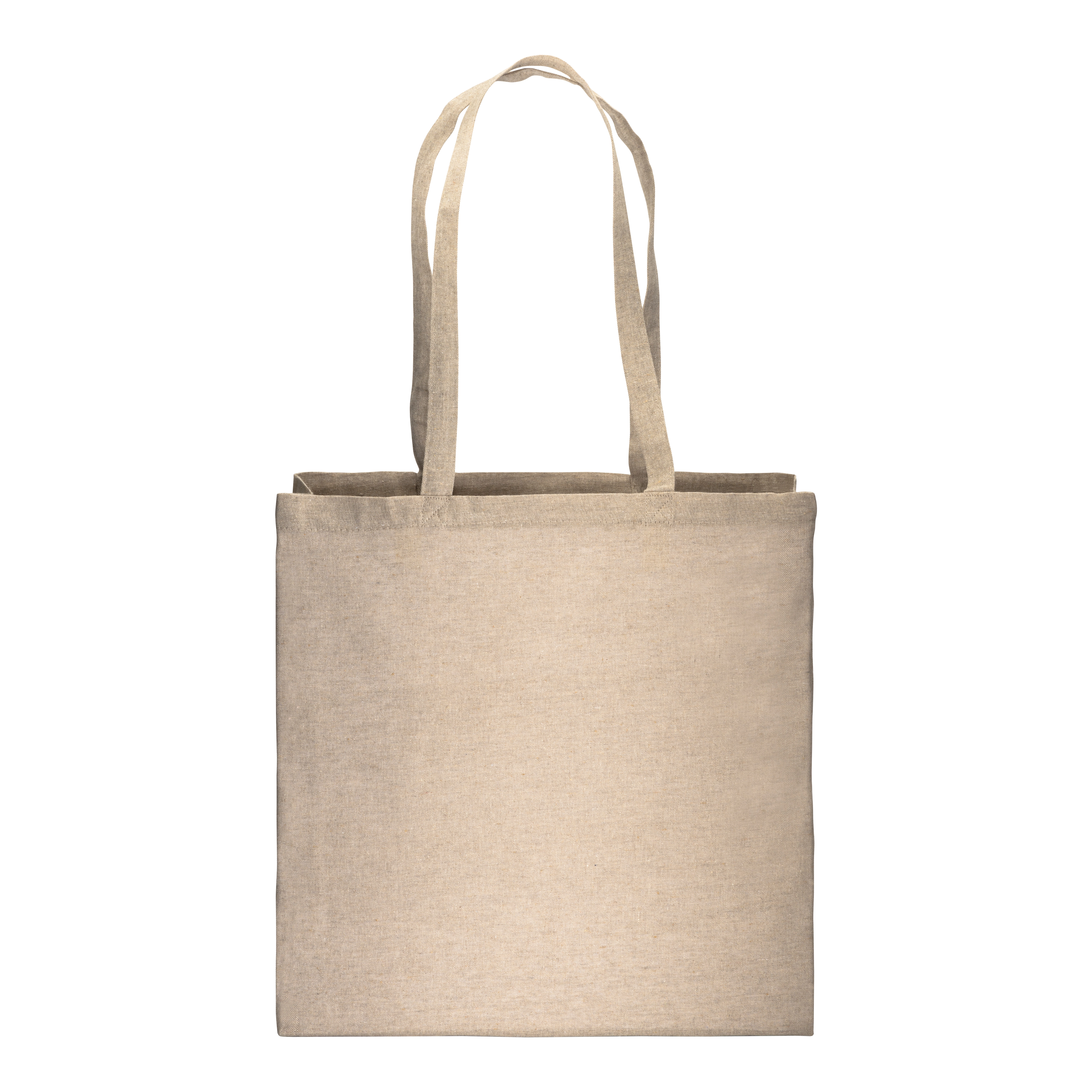 Immagine Shopper con soffietto in cotone riciclato 150 g/m2 effetto melange, manici lunghi