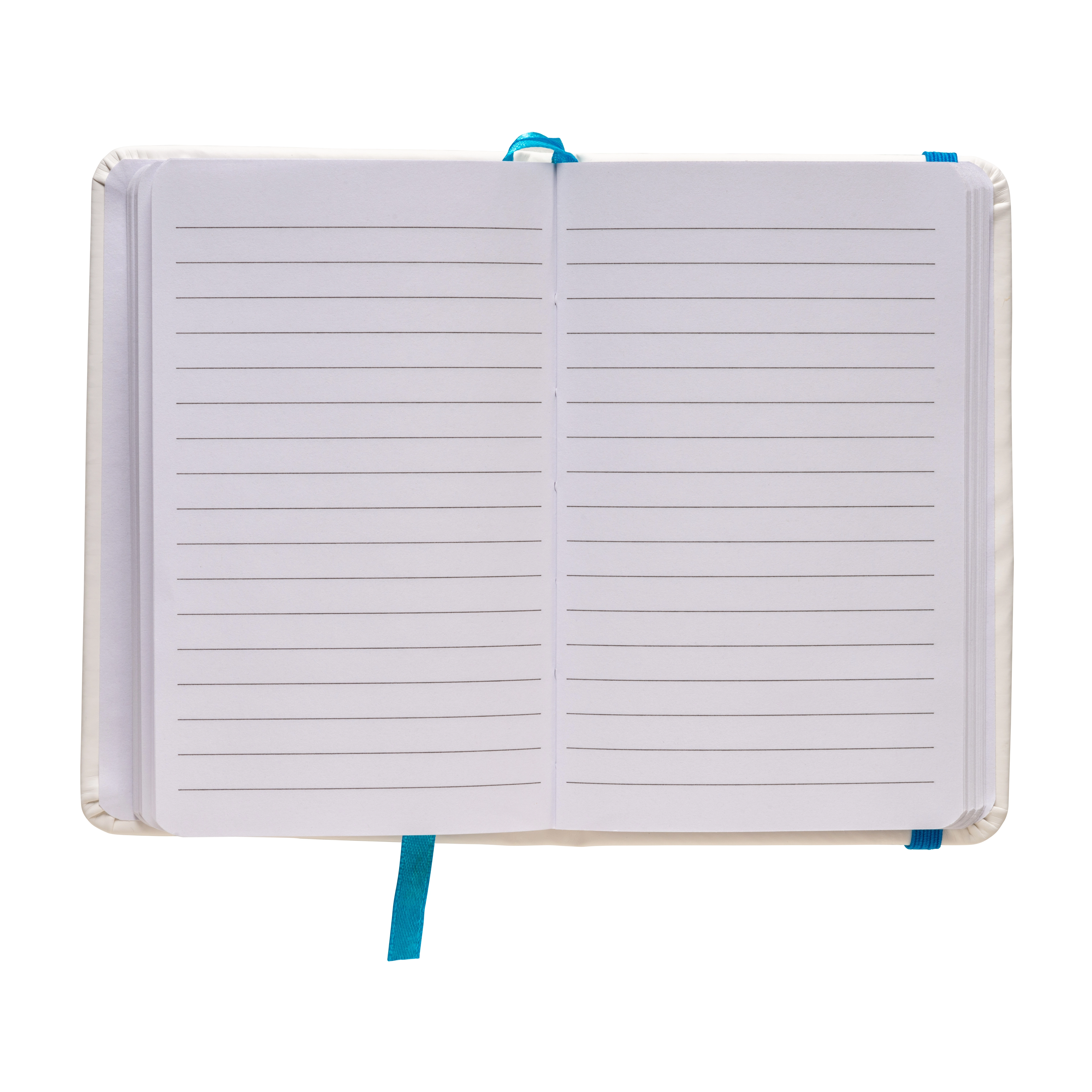 Immagine Quaderno in PU con elastico colorato, fogli a righe (80 pag.), segnalibro in raso