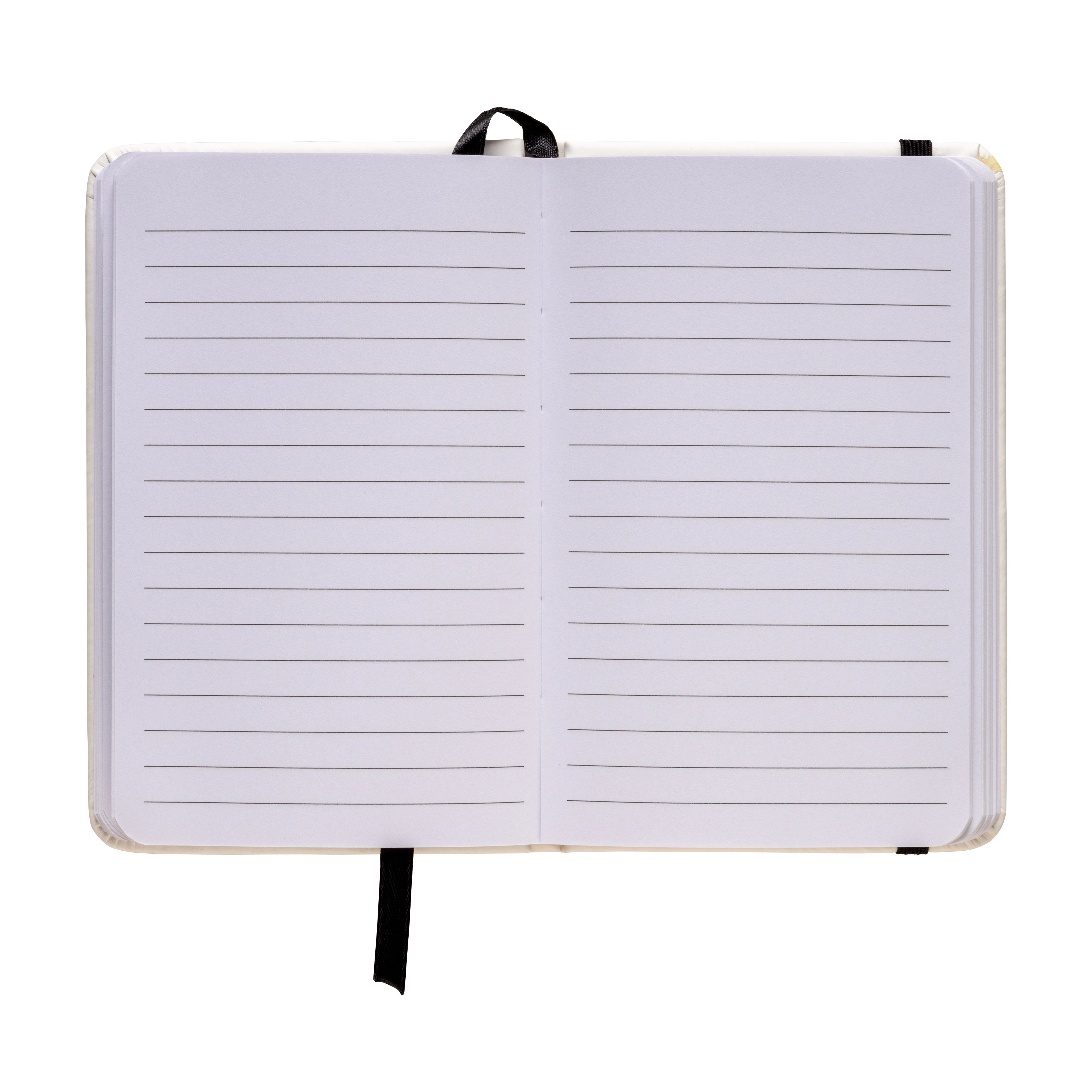 Immagine Quaderno in PU con elastico colorato, fogli a righe (80 pag.), segnalibro in raso