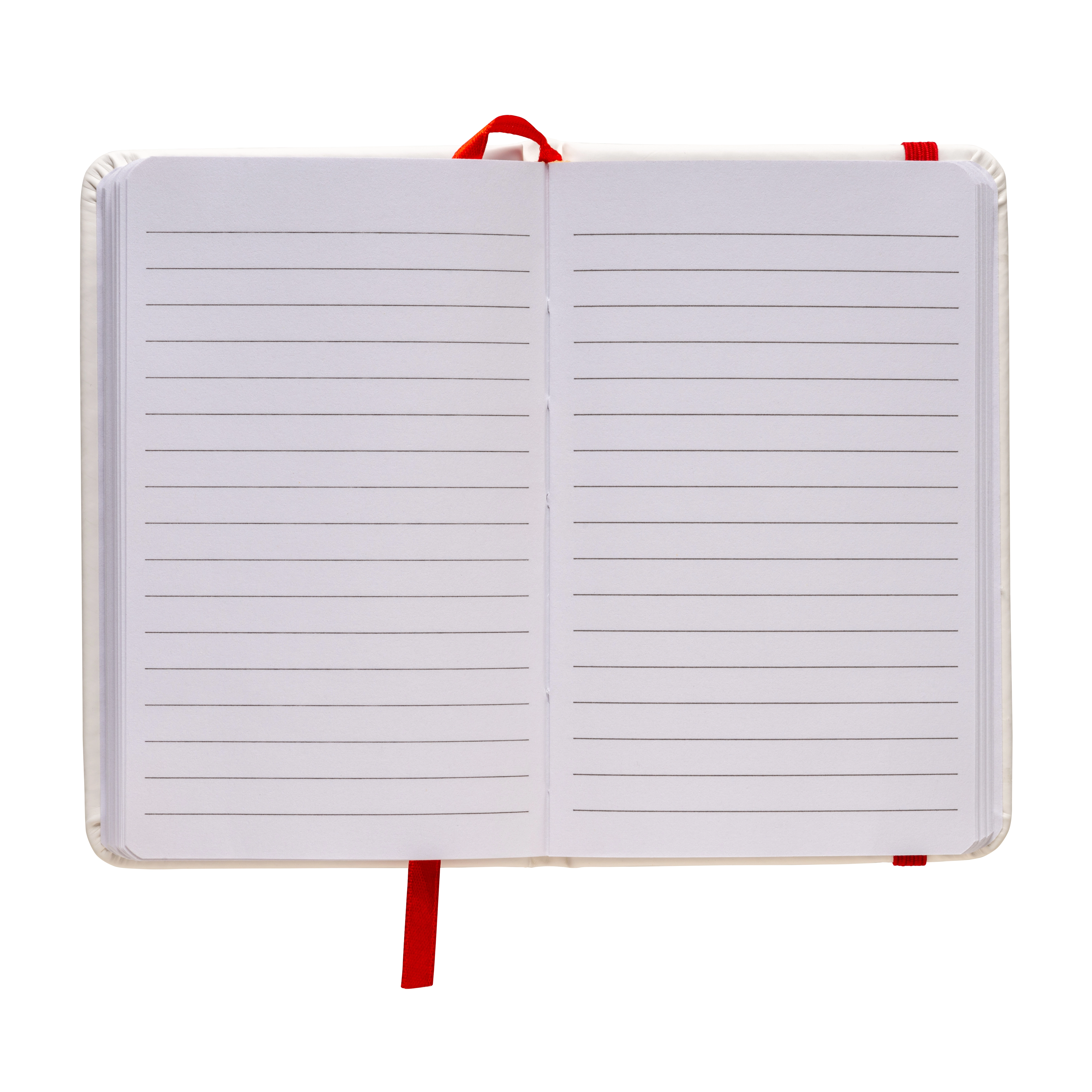 Immagine Quaderno in PU con elastico colorato, fogli a righe (80 pag.), segnalibro in raso