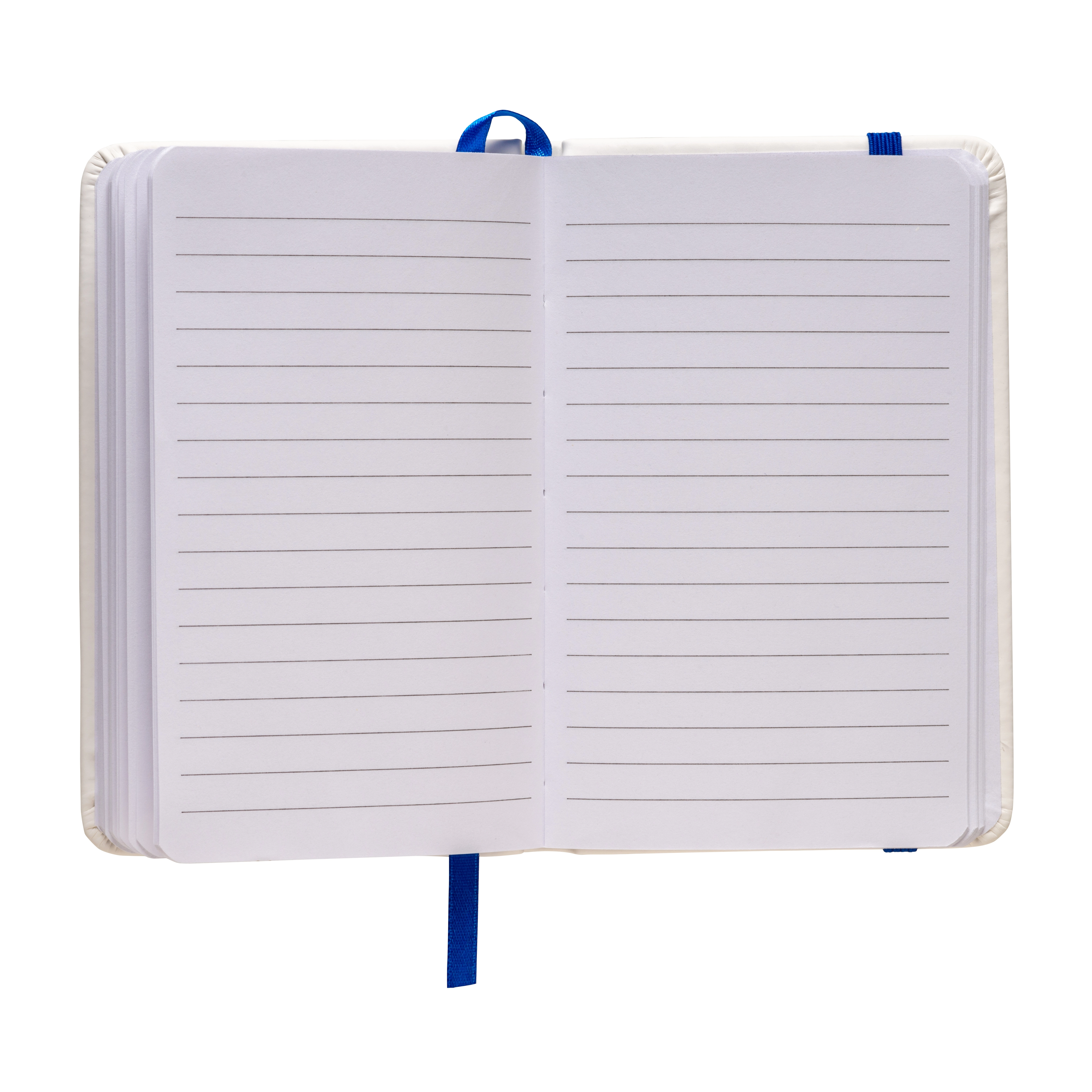 Immagine Quaderno in PU con elastico colorato, fogli a righe (80 pag.), segnalibro in raso