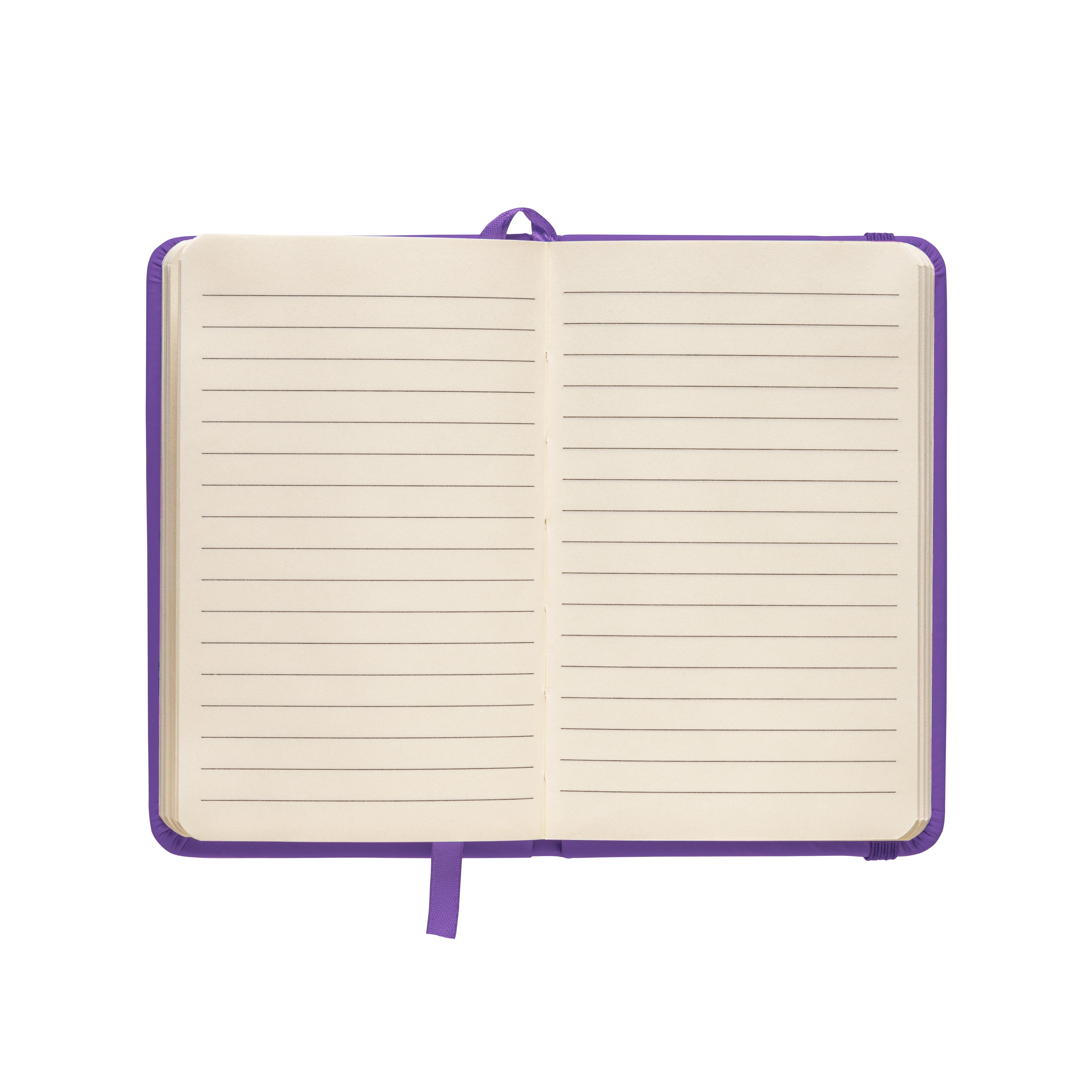 Immagine Quaderno in PU con elastico colorato, fogli a righe (80 pag.), segnalibro in raso