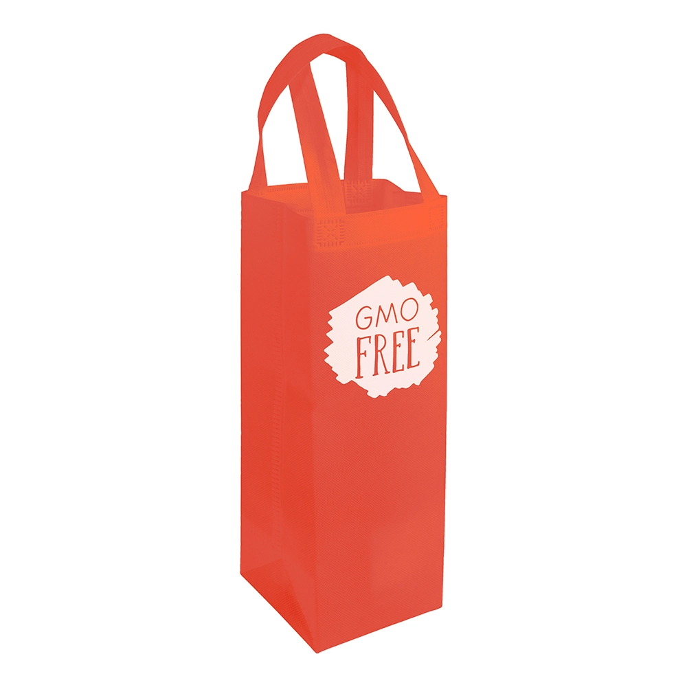 Immagine Shopper porta bottiglia in TNT 100 g/m2 termosaldato, manici corti