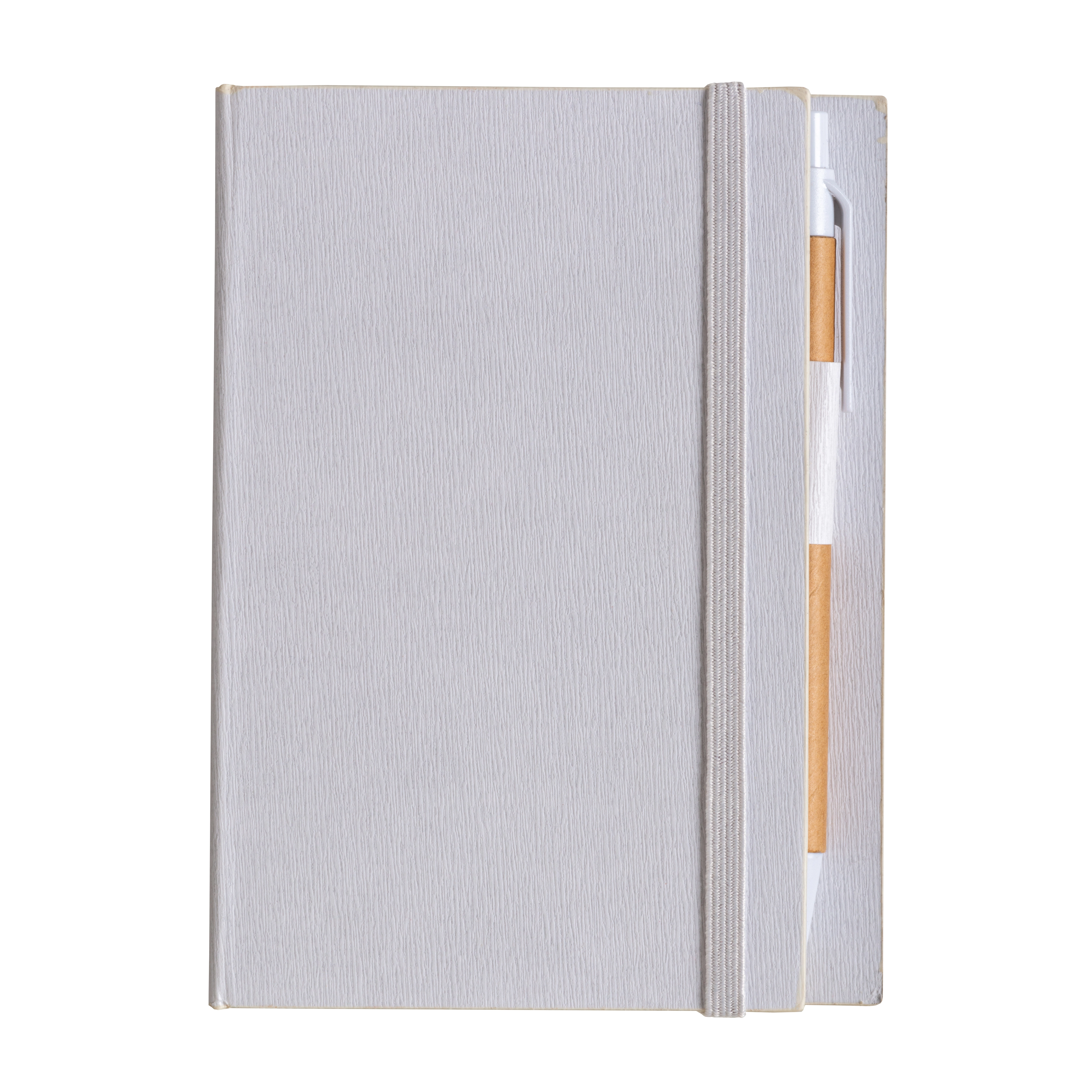 Immagine Block Notes in cartoncino con elastico colorato, penna, fogli a righe (70 pag.) e fogliett