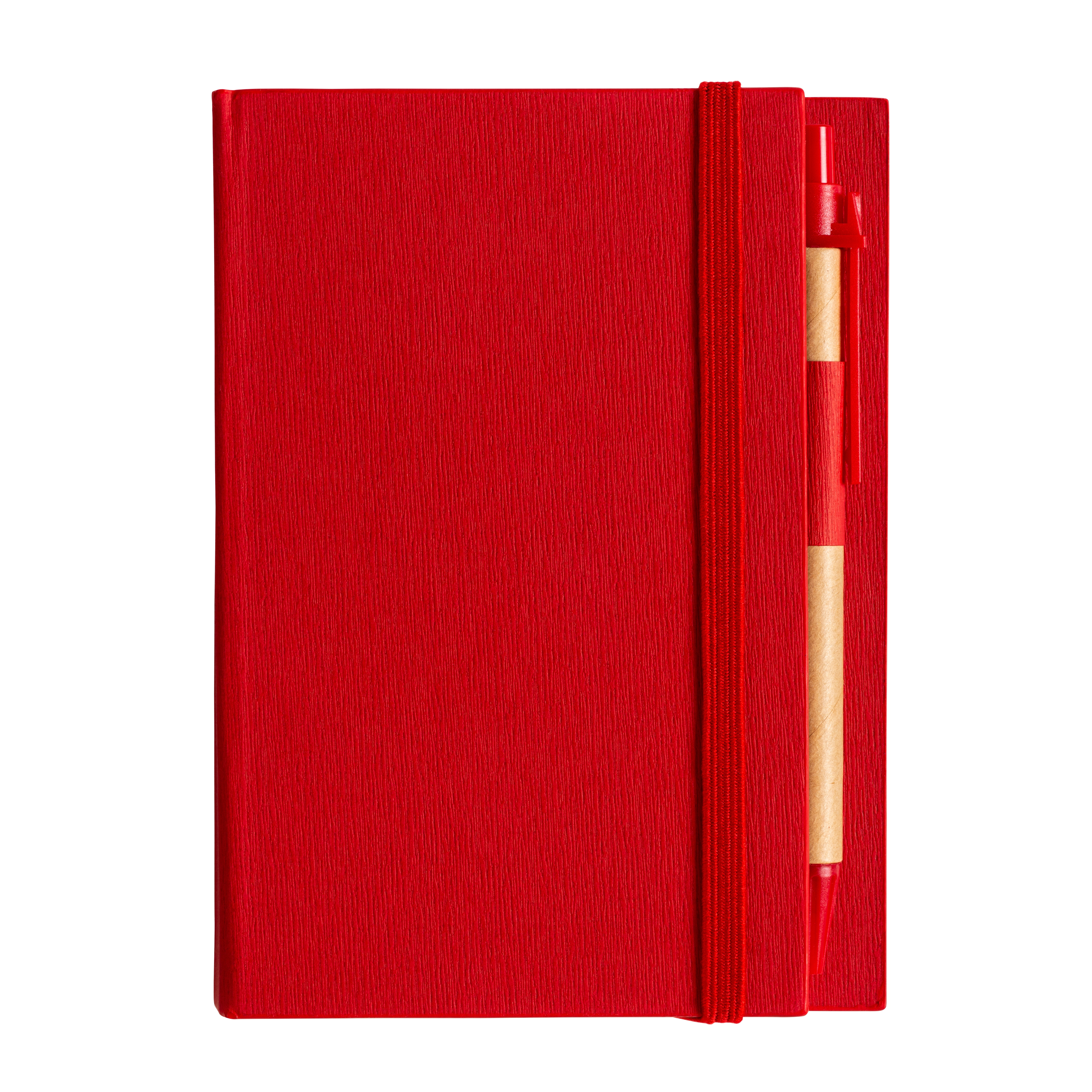 Immagine Block Notes in cartoncino con elastico colorato, penna, fogli a righe (70 pag.) e fogliett