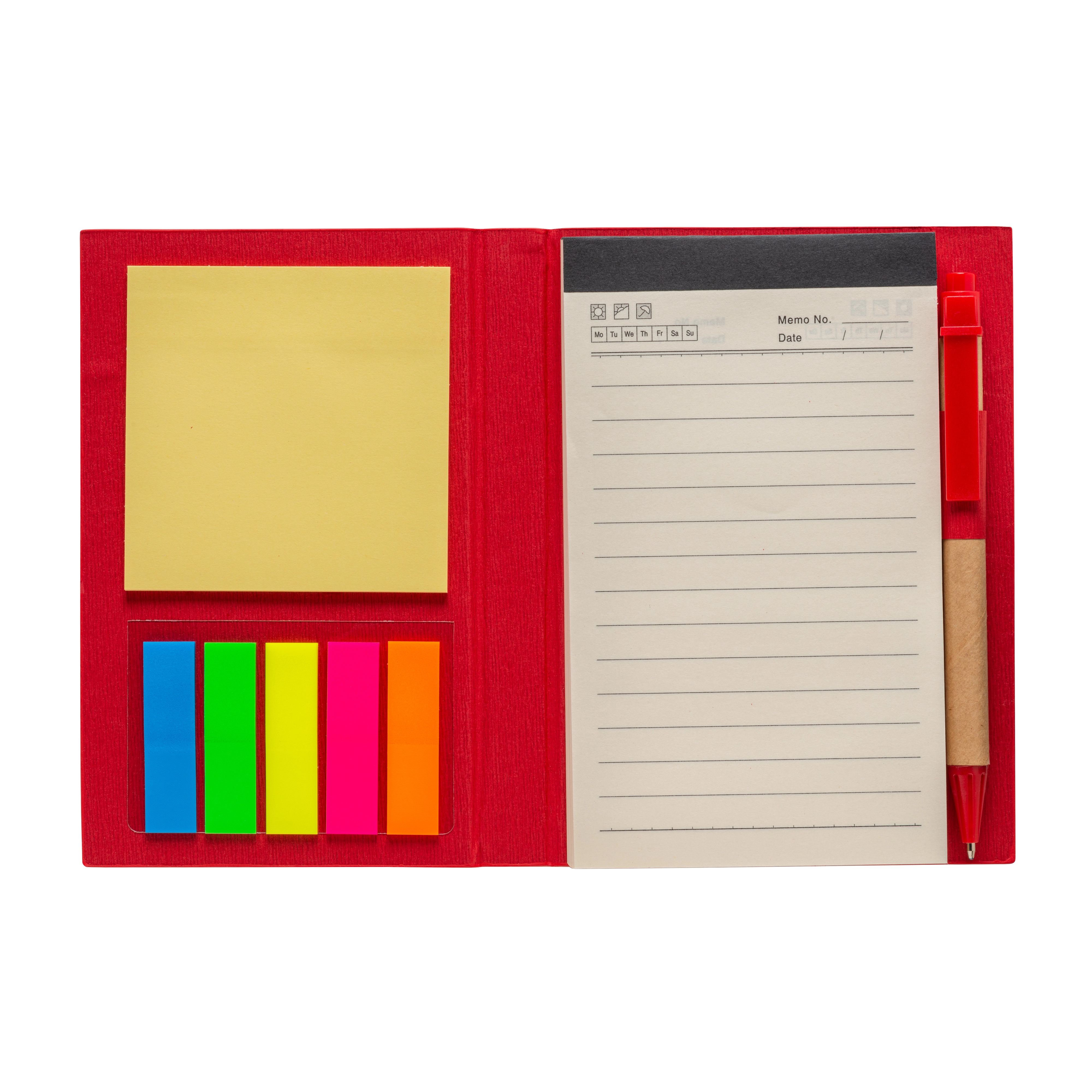 Immagine Block Notes in cartoncino con elastico colorato, penna, fogli a righe (70 pag.) e fogliett