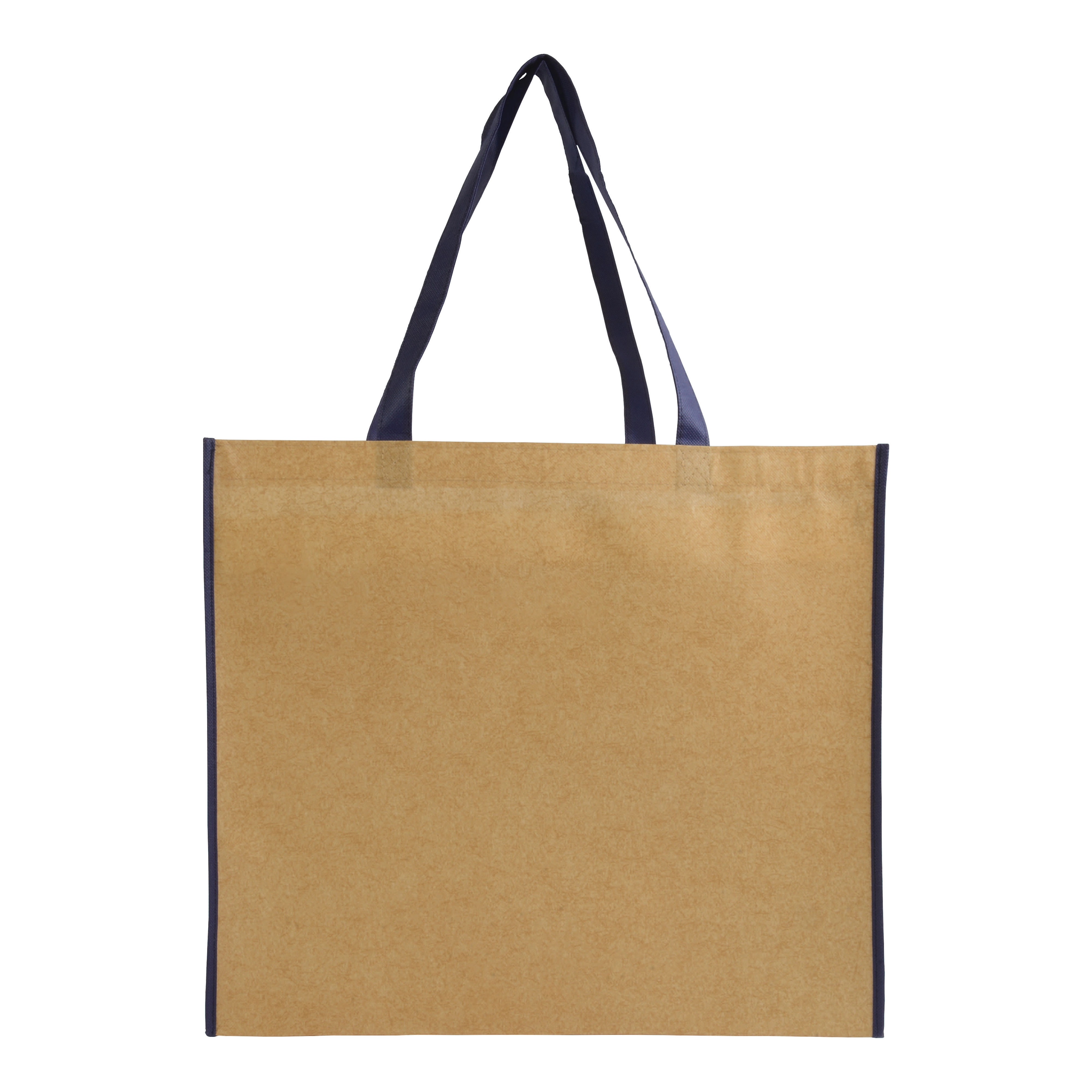 Immagine Shopper con soffietto in TNT laminato, manici lunghi a nastro colorati