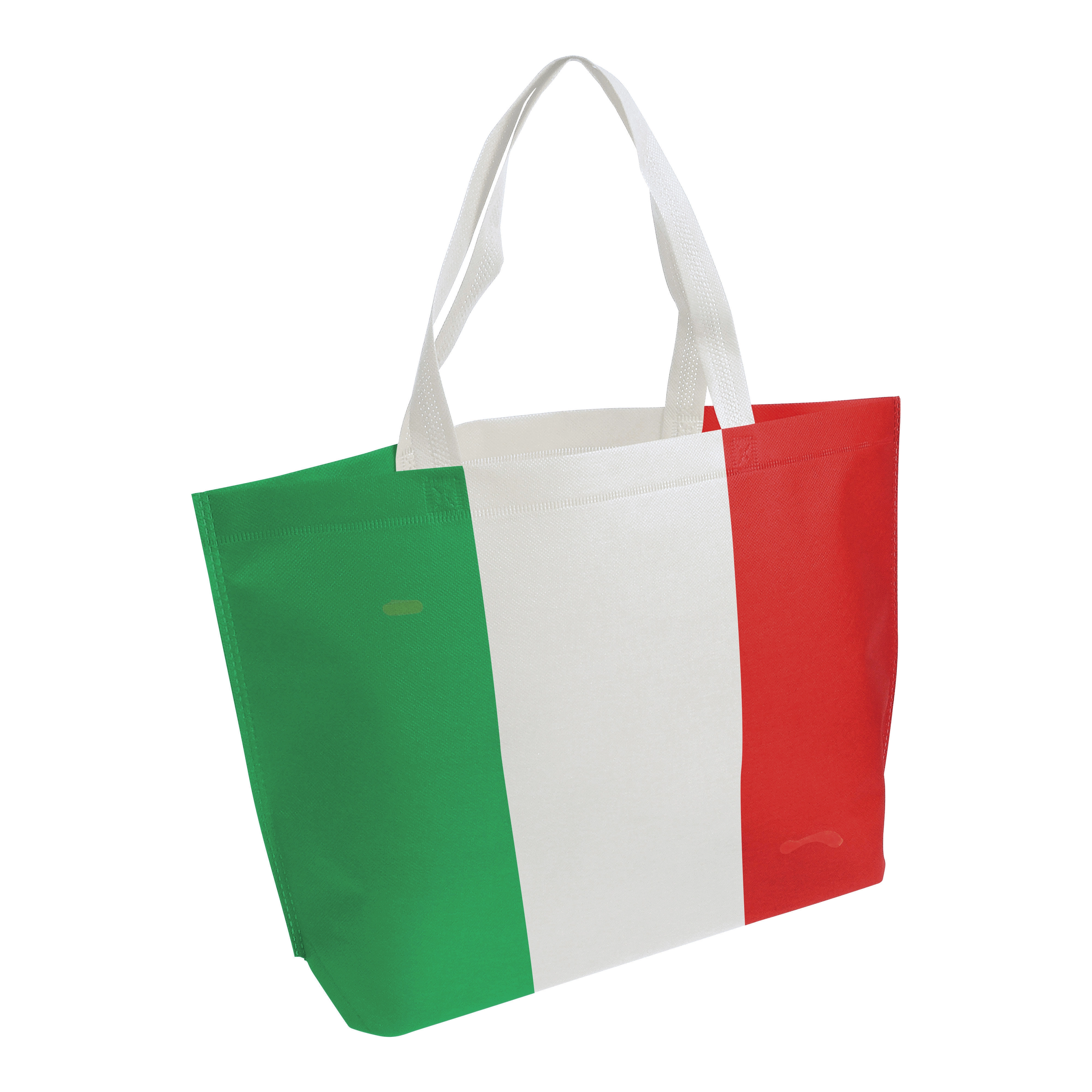 Immagine Shopper in TNT termosaldato con stampa tricolore leggermente macchiata